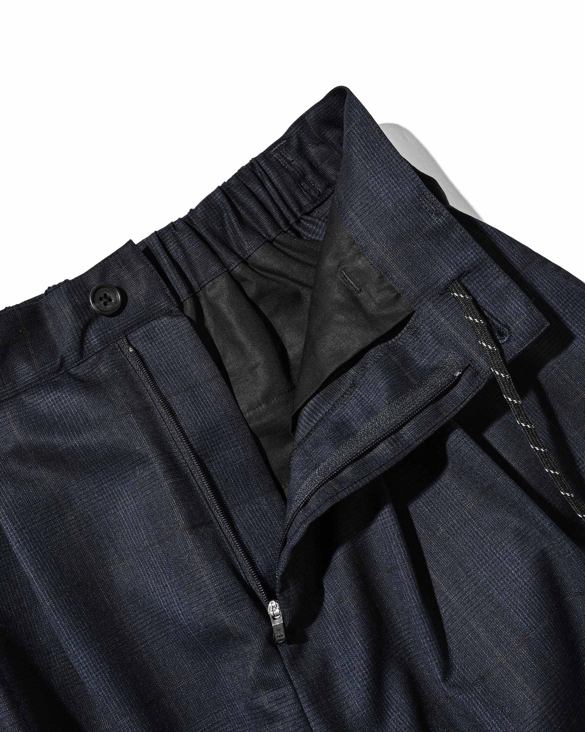【9.30 WED 20:00- IN STOCK】WOOL GLEN PLAID CITY UNIFORM WIDE TAPERED PANTS (NAVY)