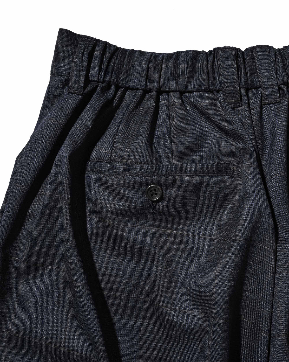 【9.30 WED 20:00- IN STOCK】WOOL GLEN PLAID CITY UNIFORM WIDE TAPERED PANTS (NAVY)