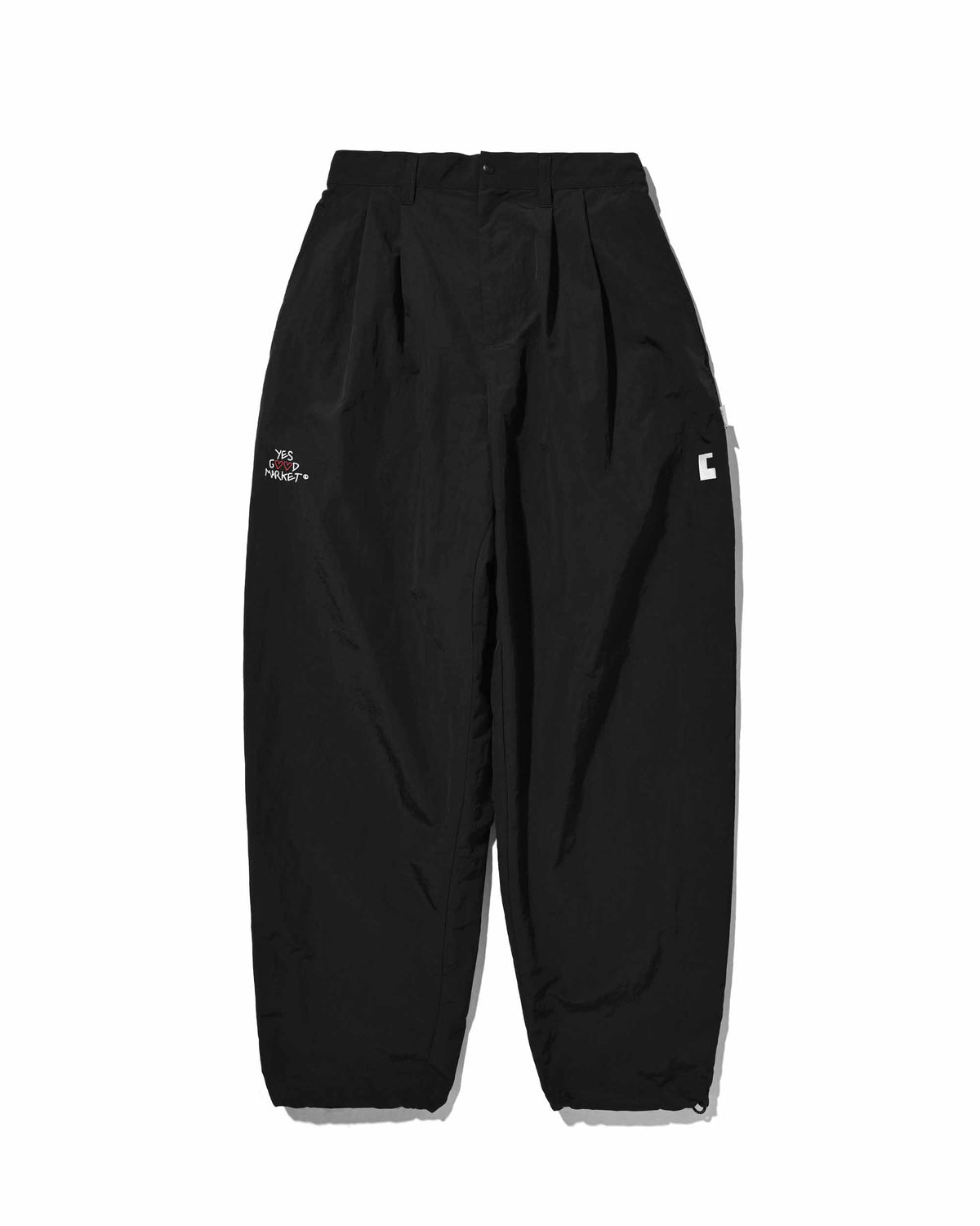 【10.4 SUN 20:00- IN STOCK】【LIMITED】 “YES G♡♡D MARKET" ACTIVE CITY UNIFORM WIDE TAPERED PANTS (BLACK)