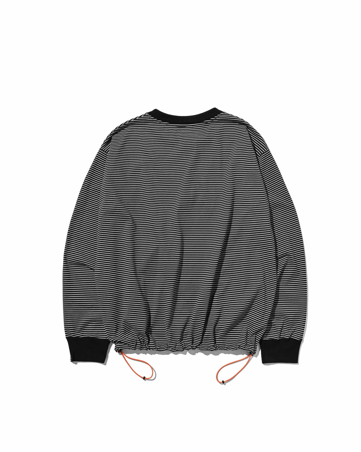 【10.4 SUN 20:00- IN STOCK】【LIMITED】 “C×YES GOOD MARKET" STRIPED HENLEY NECK L/S T-SHIRT WITH DRAWSTRINGS (BLACK)