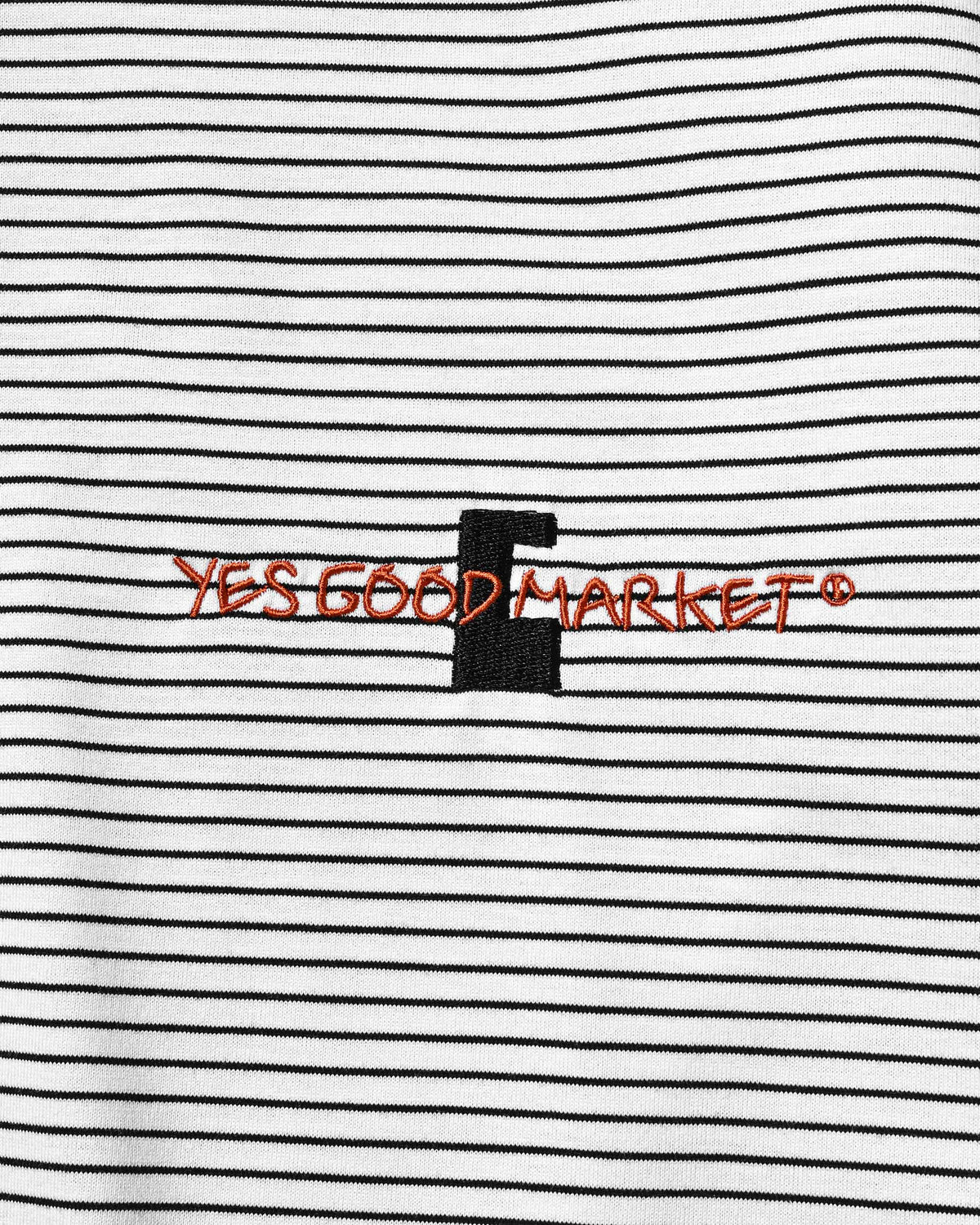 【10.4 SUN 20:00- IN STOCK】【LIMITED】 “C×YES GOOD MARKET" STRIPED HENLEY NECK L/S T-SHIRT WITH DRAWSTRINGS (WHITE)