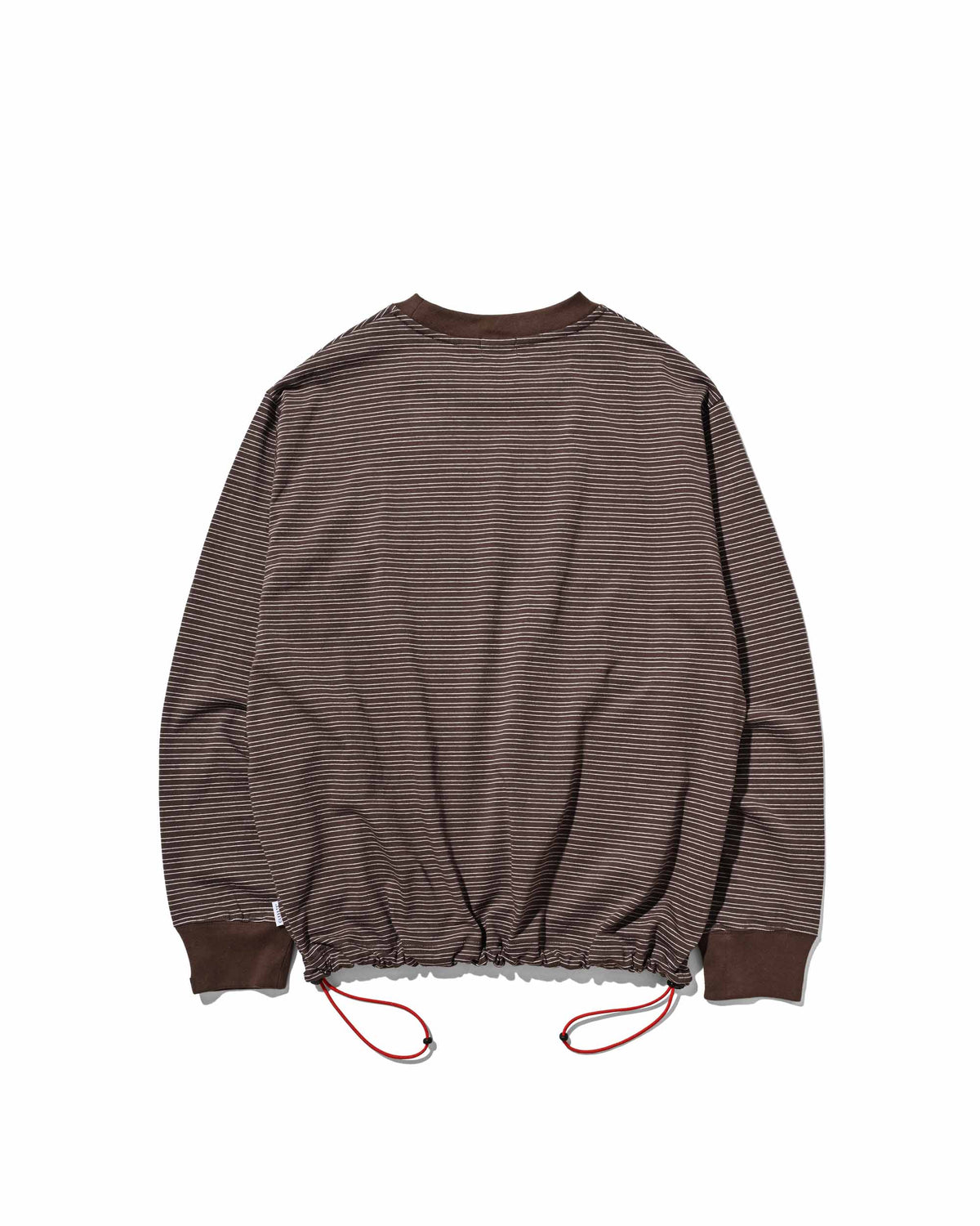 【10.4 SUN 20:00- IN STOCK】【LIMITED】 “YES G♡♡D MARKET" MICRO STRIPED L/S T-SHIRT WITH DRAWSTRINGS (BROWN)