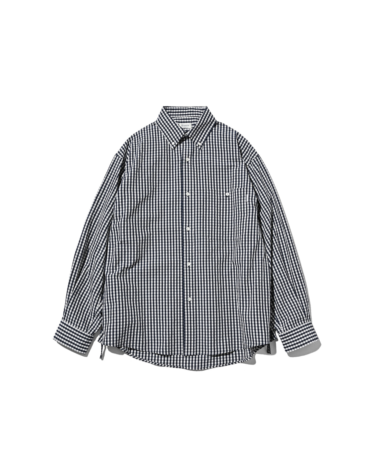 GINGHAM CHECK VENTILATION L/S B.D.SHIRT (NAVY×ECRU)