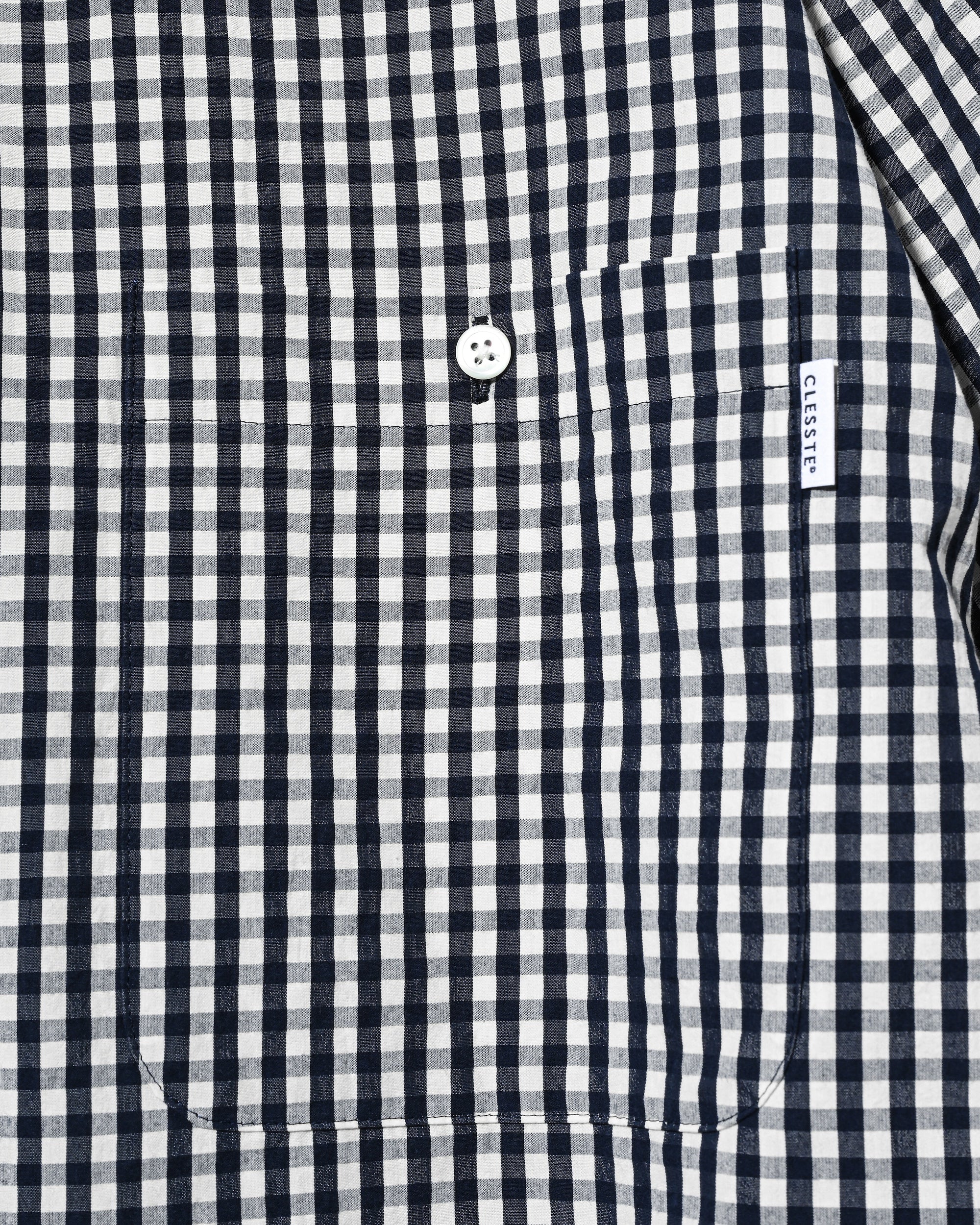 GINGHAM CHECK VENTILATION L/S B.D.SHIRT (NAVY×ECRU)