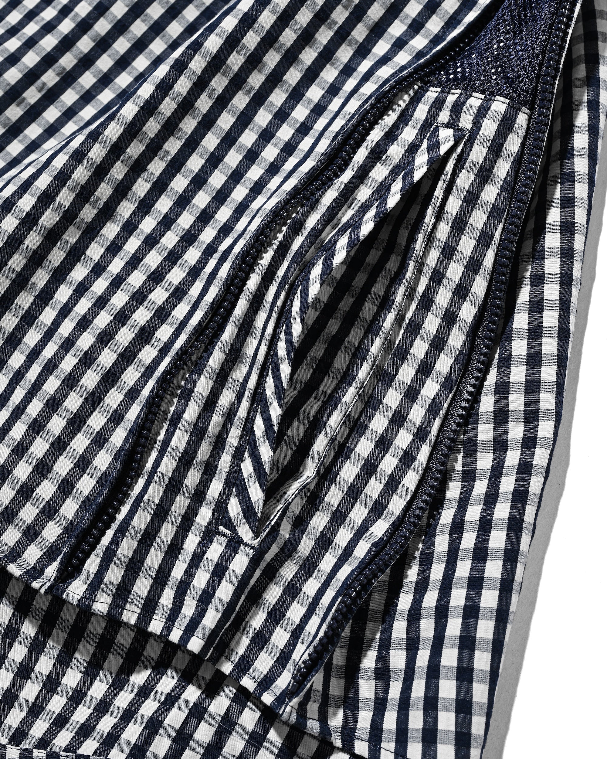 GINGHAM CHECK VENTILATION L/S B.D.SHIRT (NAVY×ECRU)