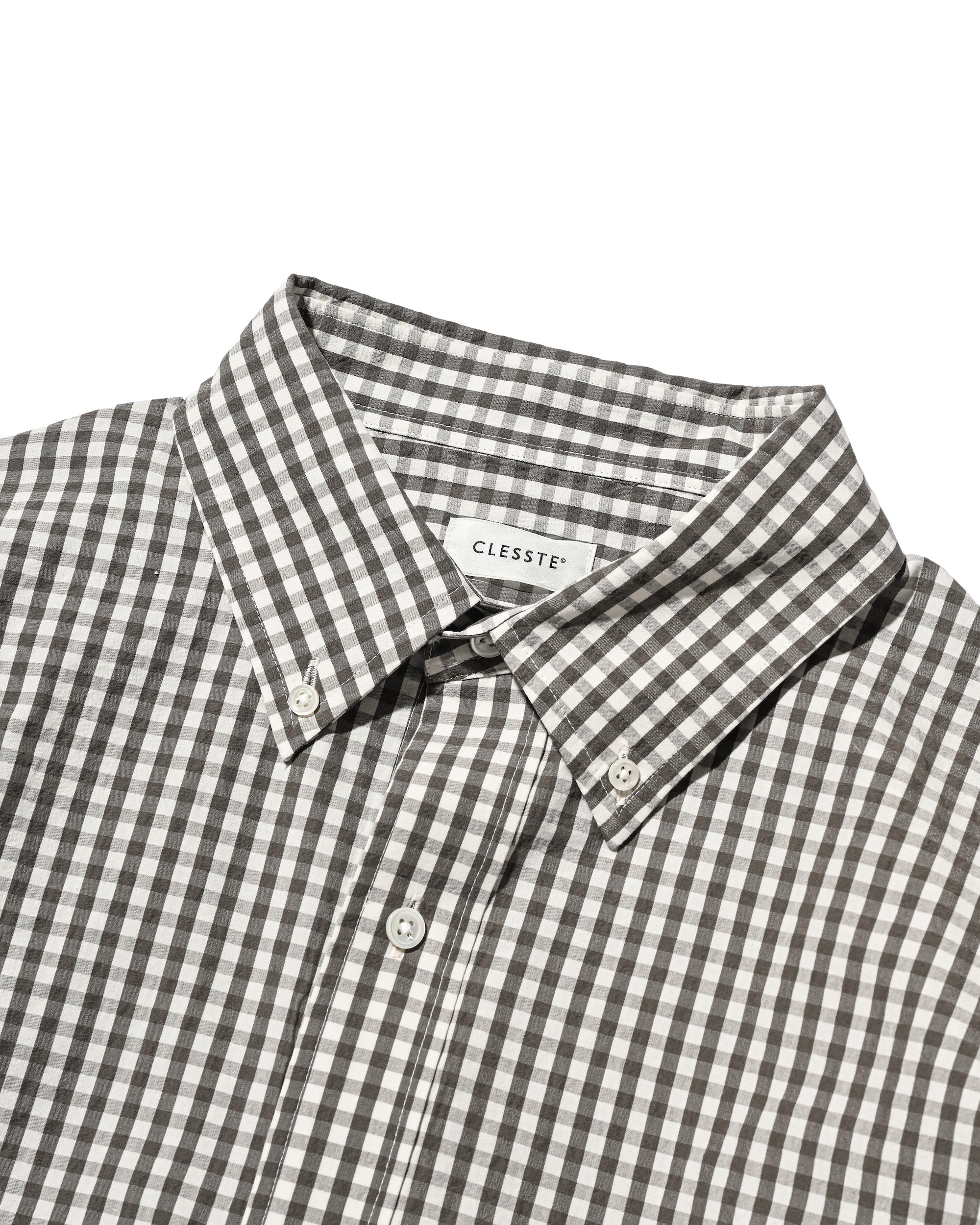 GINGHAM CHECK VENTILATION L/S B.D.SHIRT (KHAKI×ECRU)