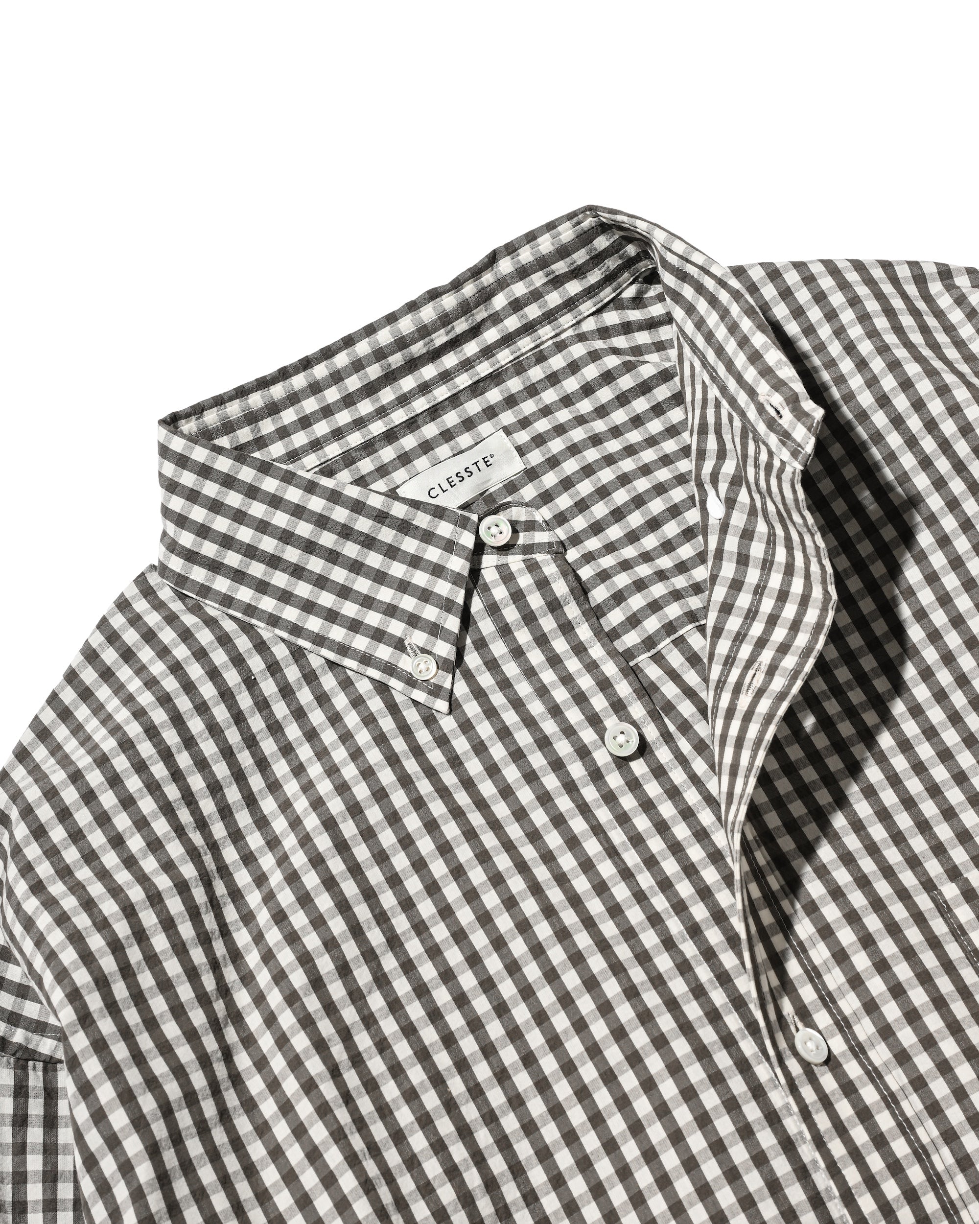 GINGHAM CHECK VENTILATION L/S B.D.SHIRT (KHAKI×ECRU)