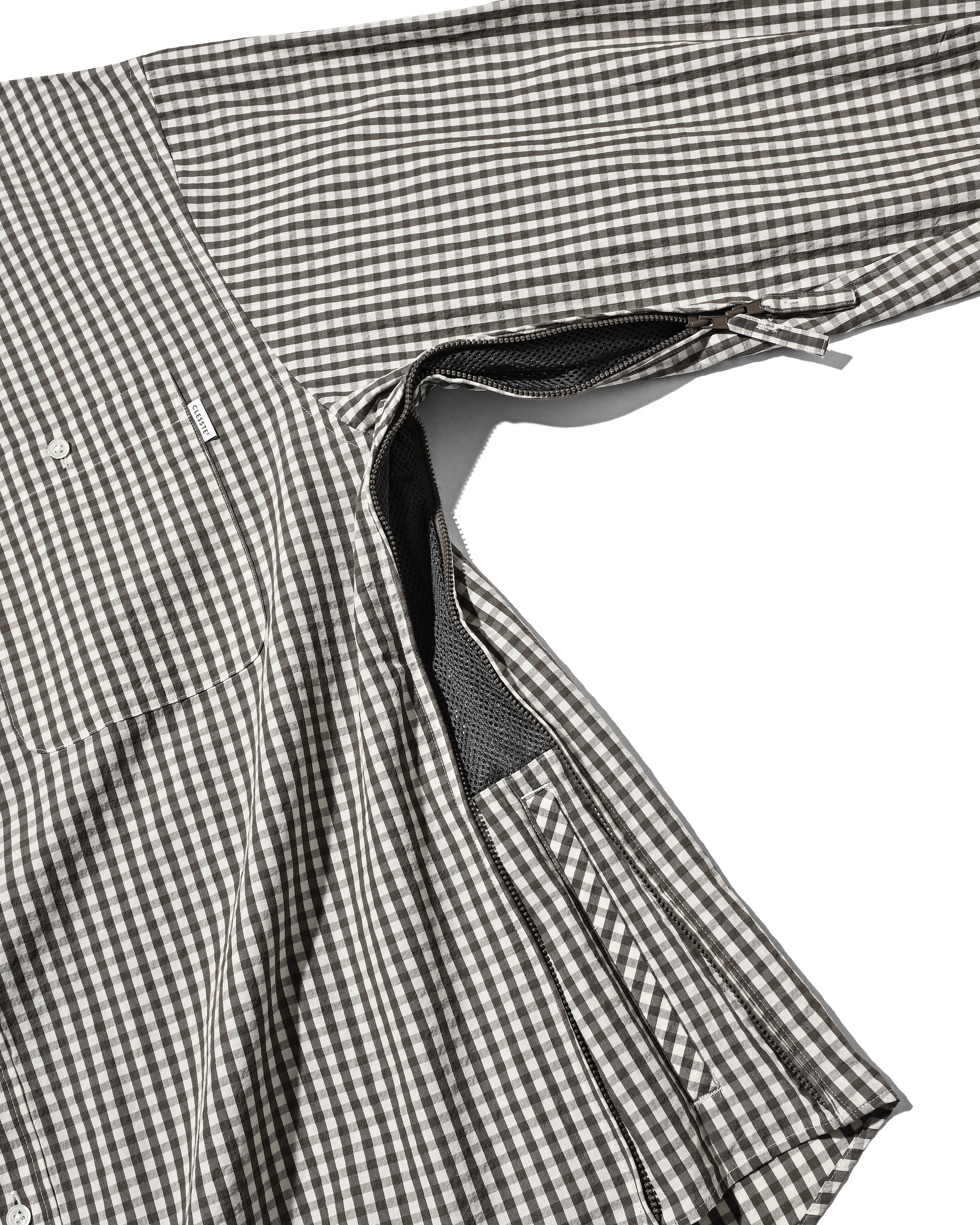 GINGHAM CHECK VENTILATION L/S B.D.SHIRT (KHAKI×ECRU)