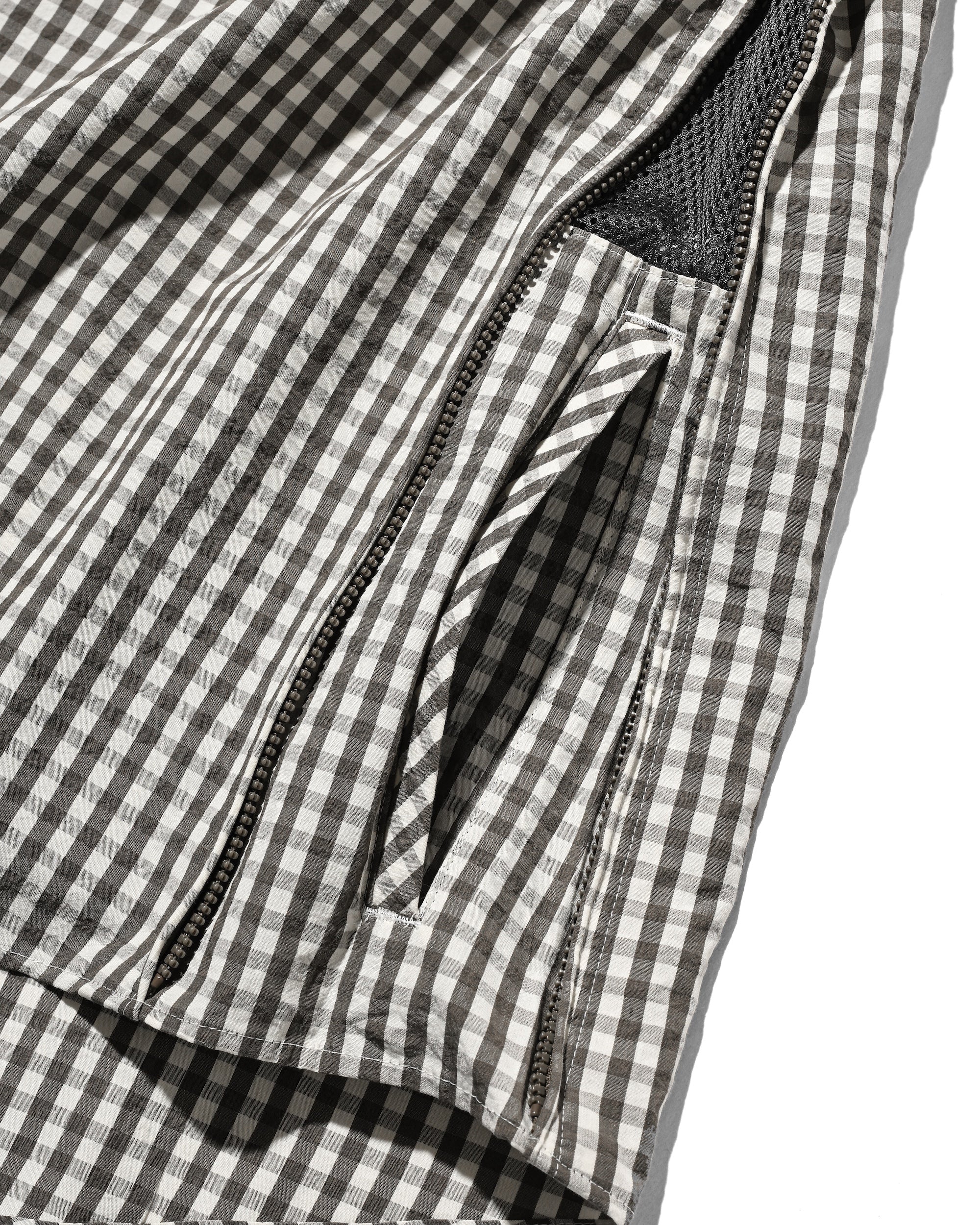 GINGHAM CHECK VENTILATION L/S B.D.SHIRT (KHAKI×ECRU)