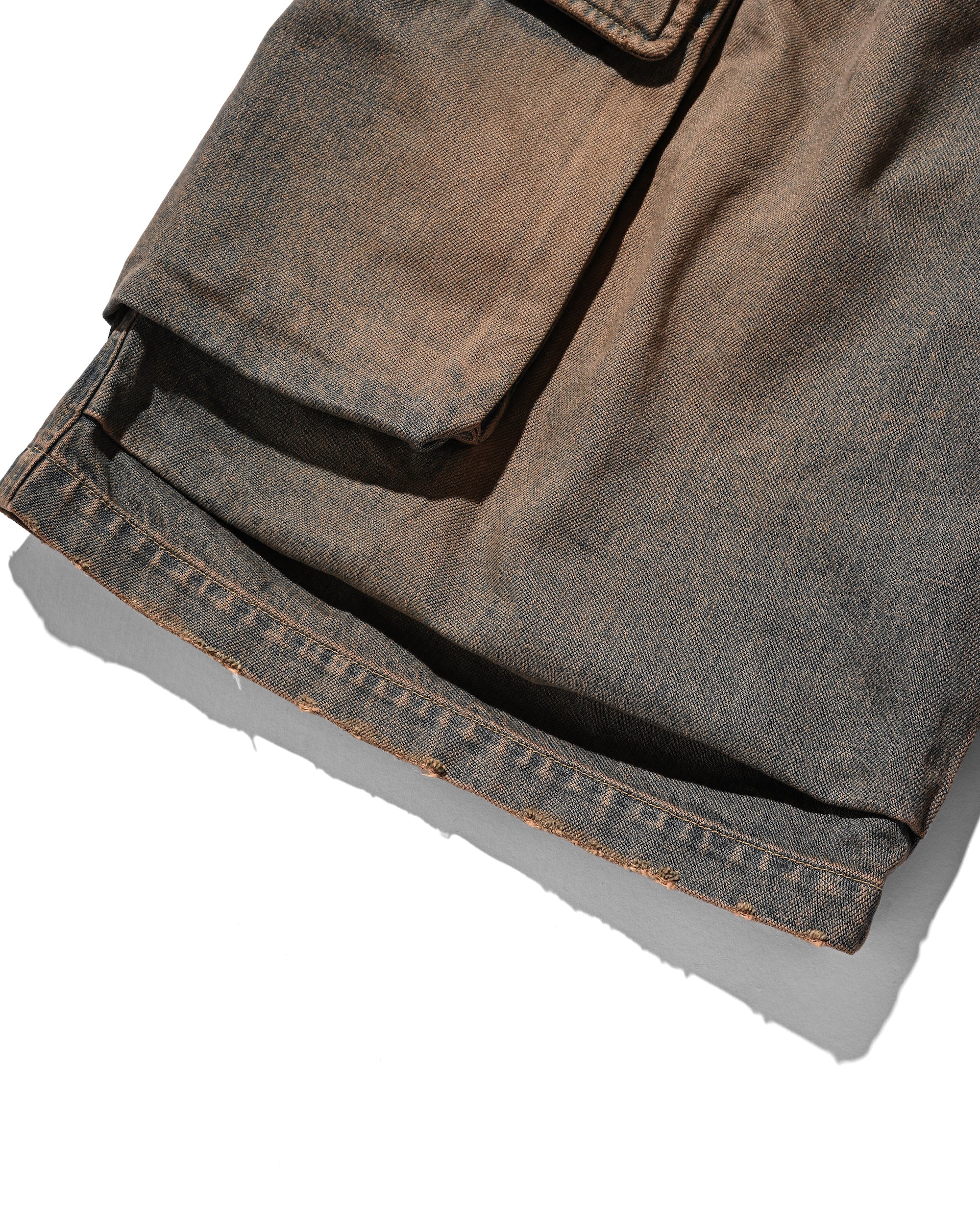 【3.18 WED 20:00- IN STOCK】VINTAGE DYED SELVEDGE DENIM CITY MILITARY HALF PANTS (VINTAGE BROWN)