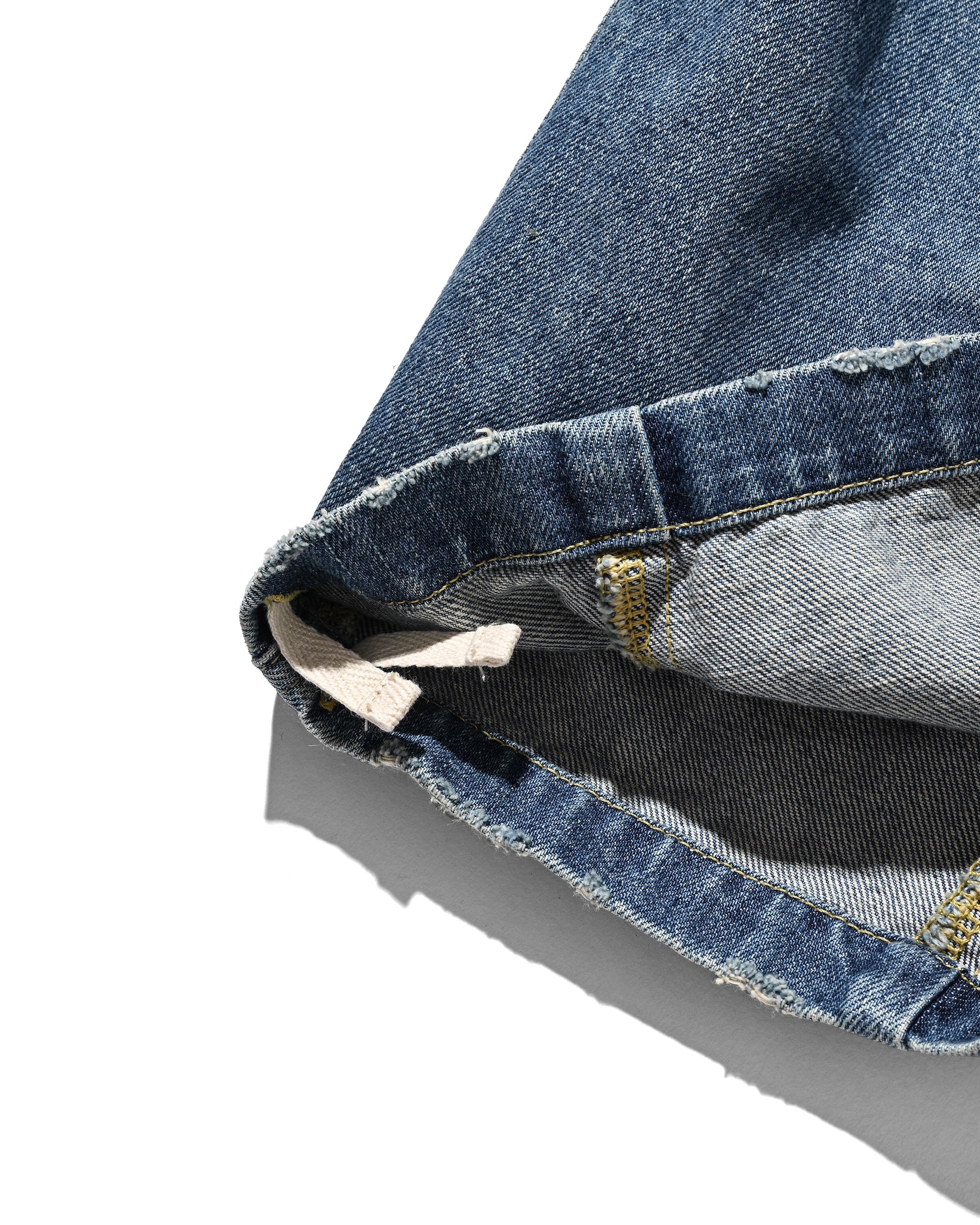 VINTAGE DYED SELVEDGE DENIM CITY MEGA POCKET BALLOON CARGO PANTS (VINTAGE LIGHT INDIGO)