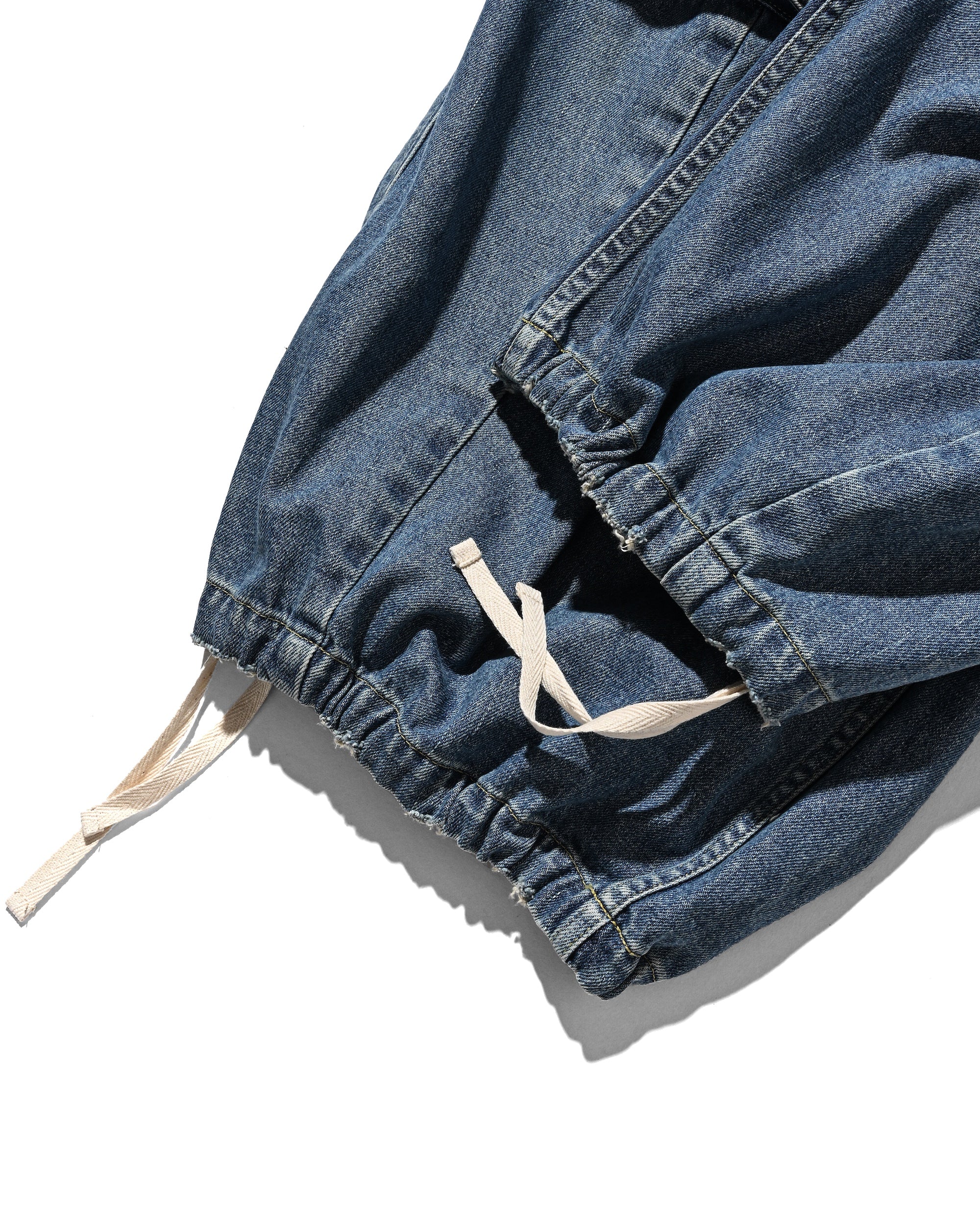 VINTAGE DYED SELVEDGE DENIM CITY MEGA POCKET BALLOON CARGO PANTS (VINTAGE LIGHT INDIGO)