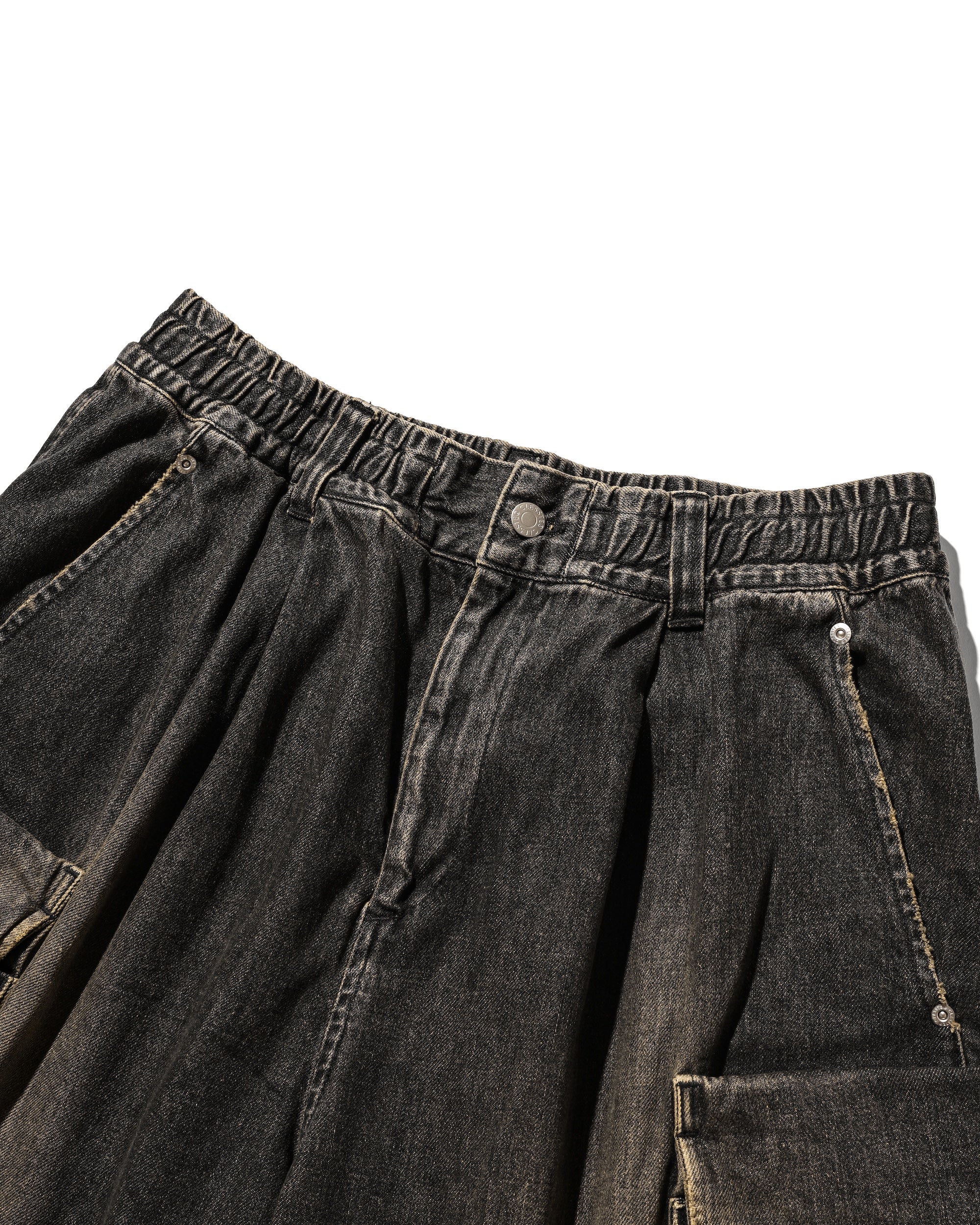 【3.18 WED 20:00- IN STOCK】VINTAGE DYED SELVEDGE DENIM CITY MILITARY HALF PANTS (VINTAGE BLACK)
