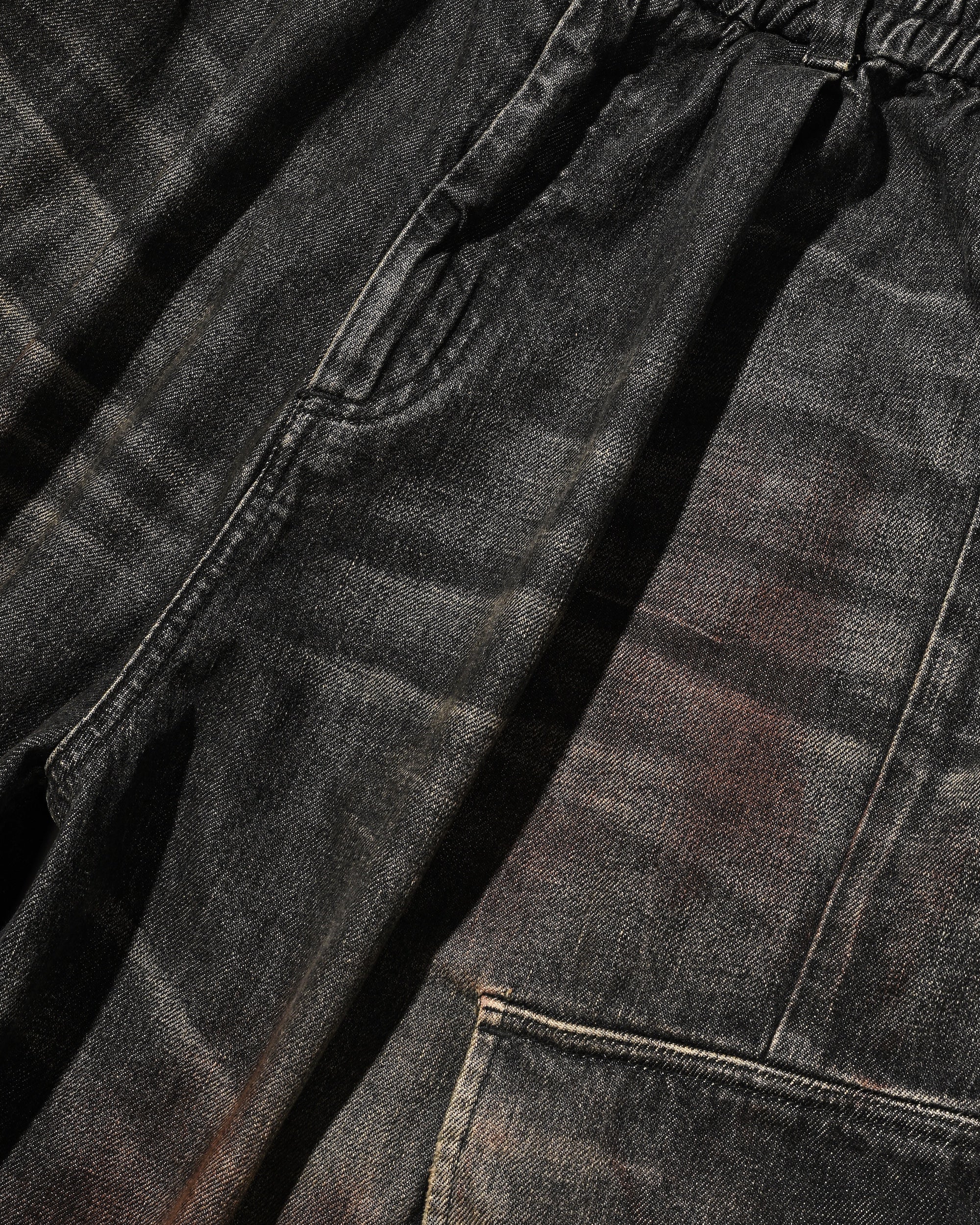 VINTAGE DYED SELVEDGE DENIM CITY MEGA POCKET BALLOON CARGO PANTS (VINTAGE BLACK)
