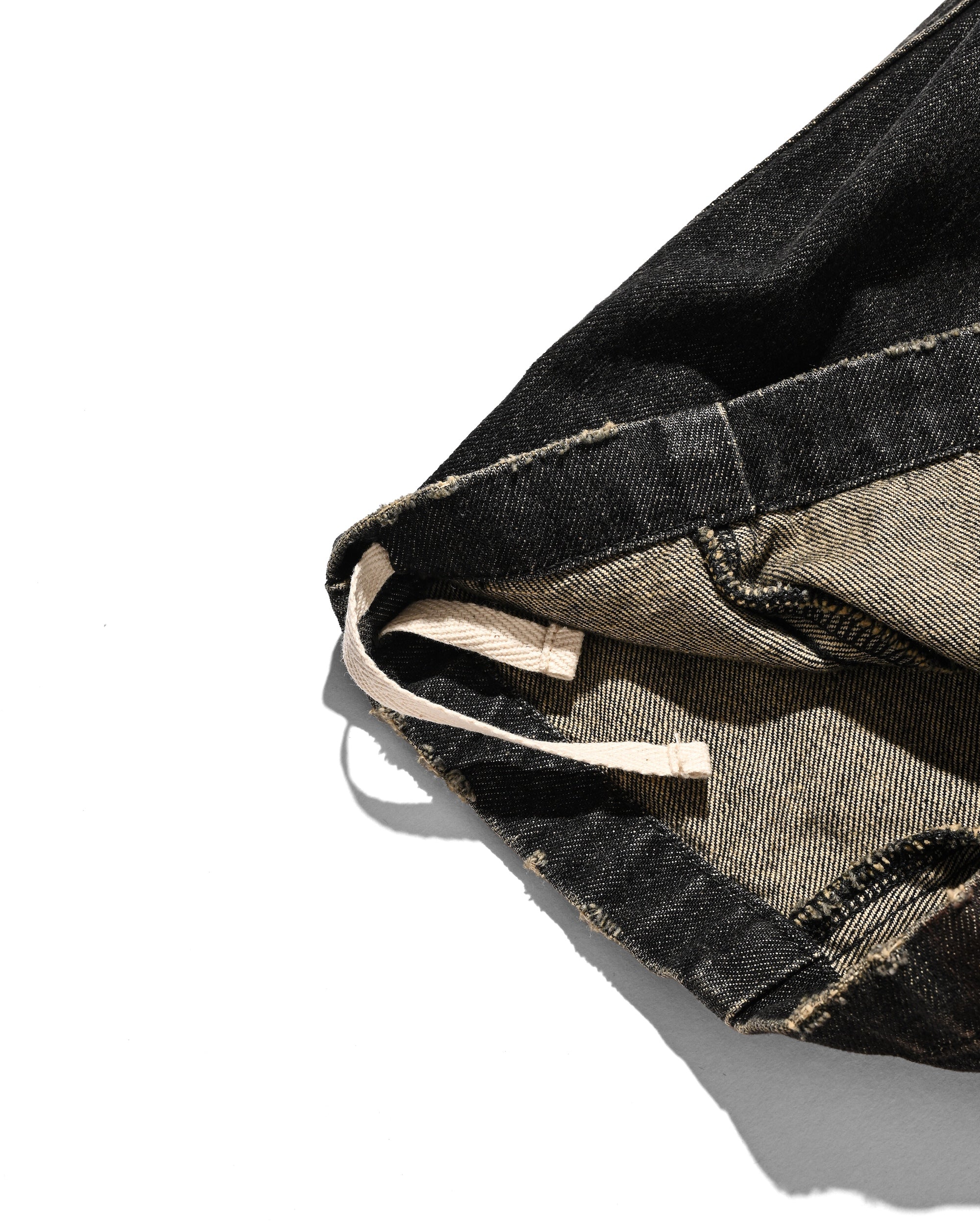 VINTAGE DYED SELVEDGE DENIM CITY MEGA POCKET BALLOON CARGO PANTS (VINTAGE BLACK)