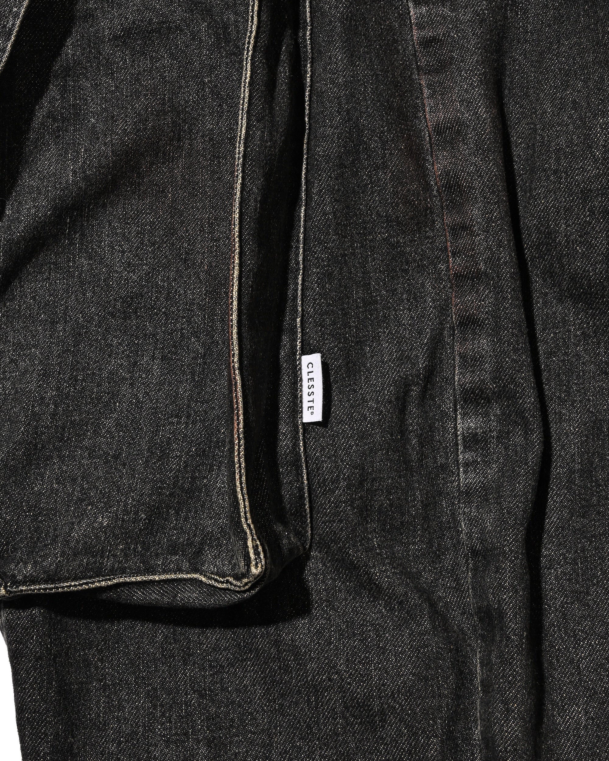 VINTAGE DYED SELVEDGE DENIM CITY MEGA POCKET BALLOON CARGO PANTS (VINTAGE BLACK)