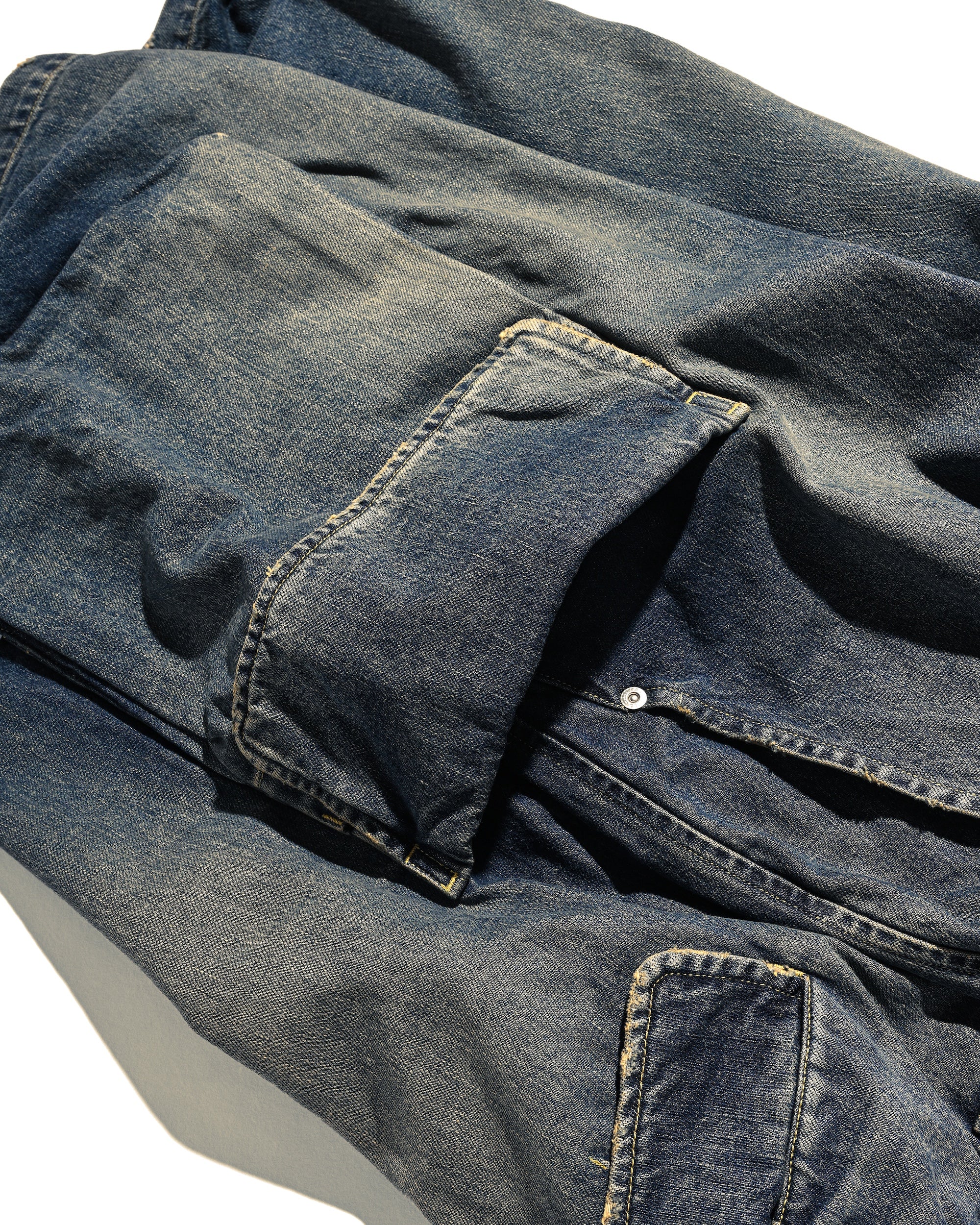 【3.18 WED 20:00- IN STOCK】VINTAGE DYED SELVEDGE DENIM CITY MILITARY HALF PANTS (VINTAGE INDIGO)