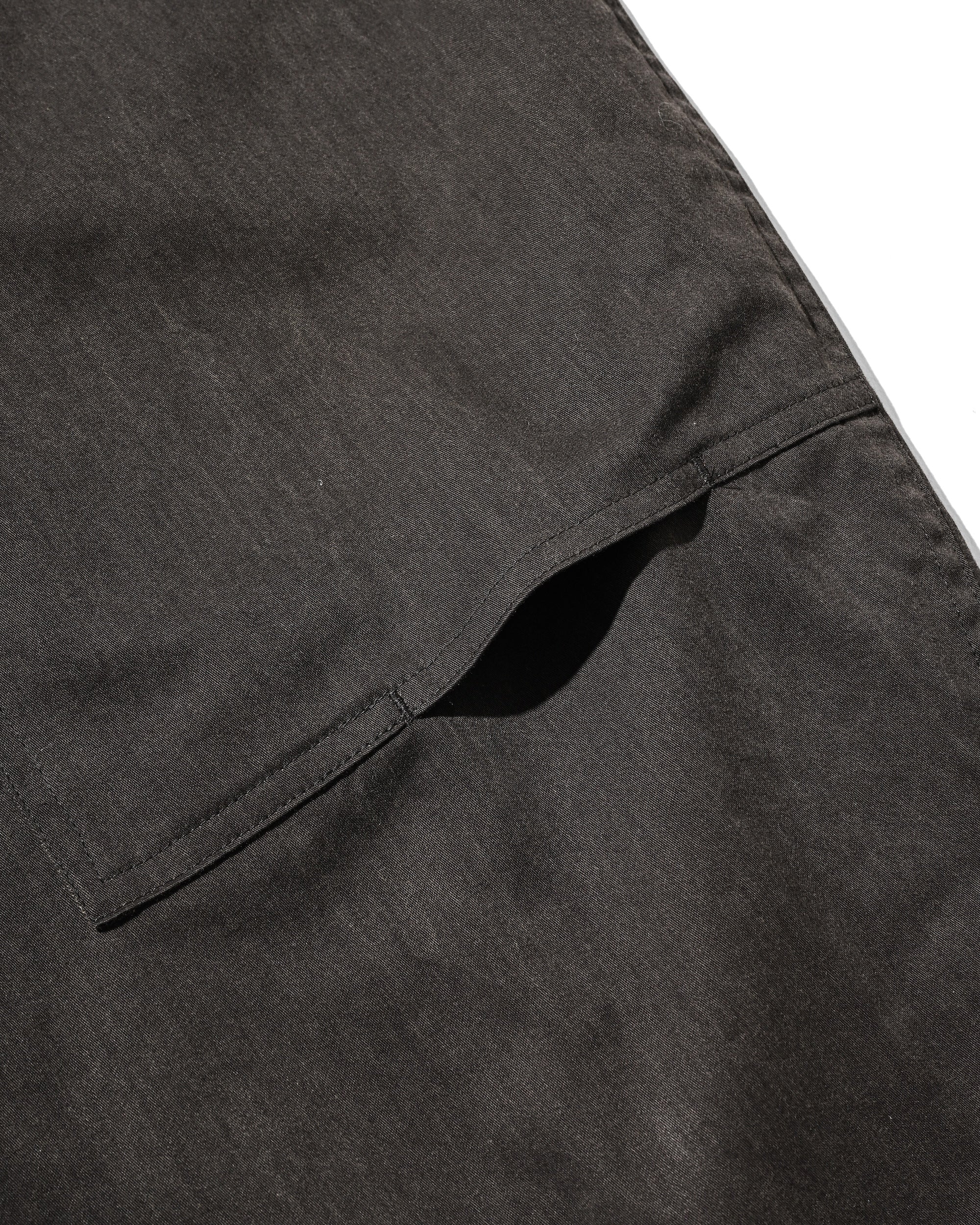VINTAGE EFFECT DOUBLE KNEE CURVED WORKER PANTS (BLACK)