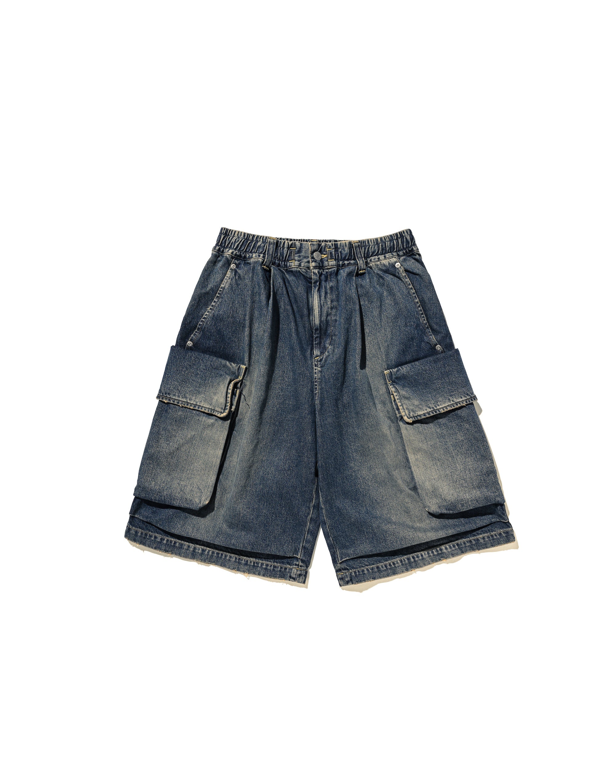 VINTAGE DYED SELVEDGE DENIM CITY MILITARY HALF PANTS (VINTAGE INDIGO)
