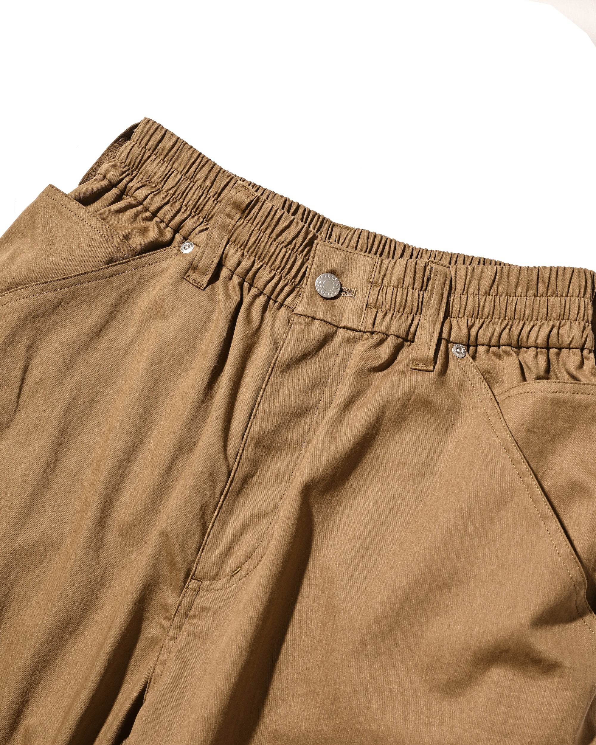VINTAGE EFFECT DOUBLE KNEE CURVED WORKER PANTS (BEIGE)