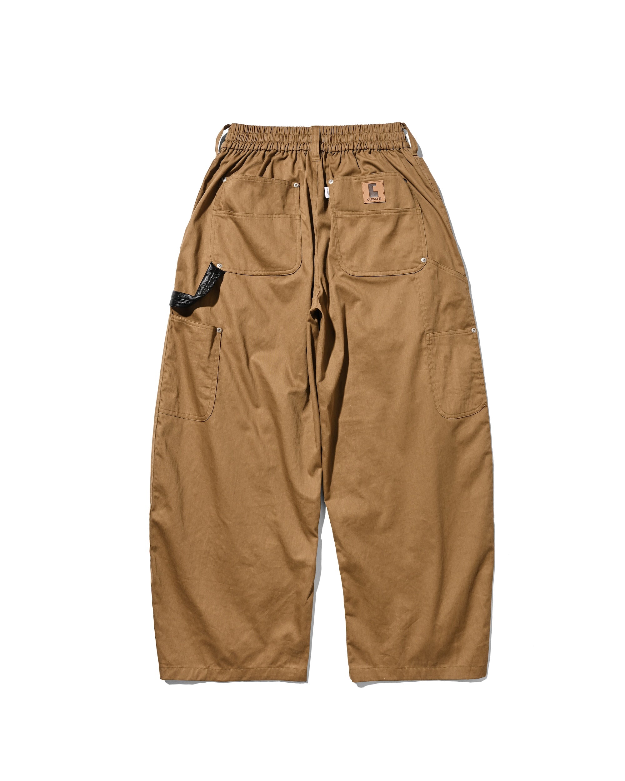 VINTAGE EFFECT DOUBLE KNEE CURVED WORKER PANTS (BEIGE)