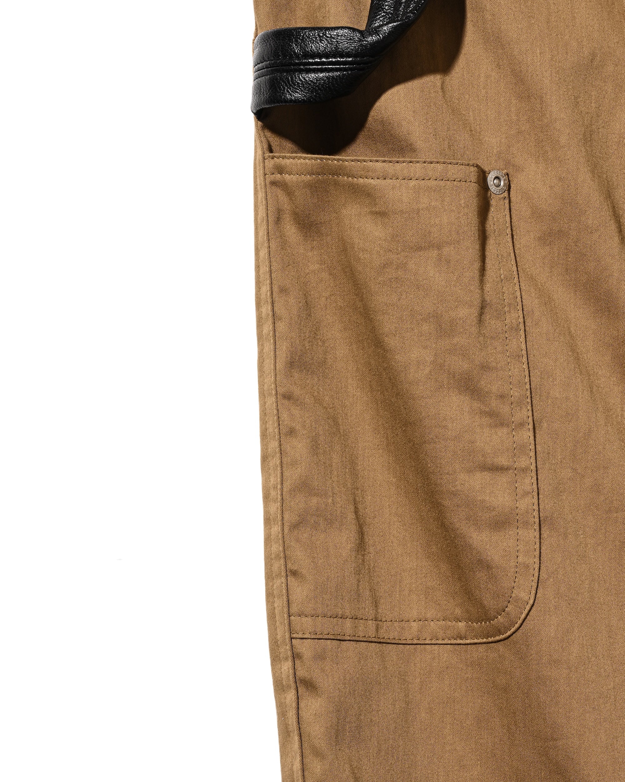 VINTAGE EFFECT DOUBLE KNEE CURVED WORKER PANTS (BEIGE)