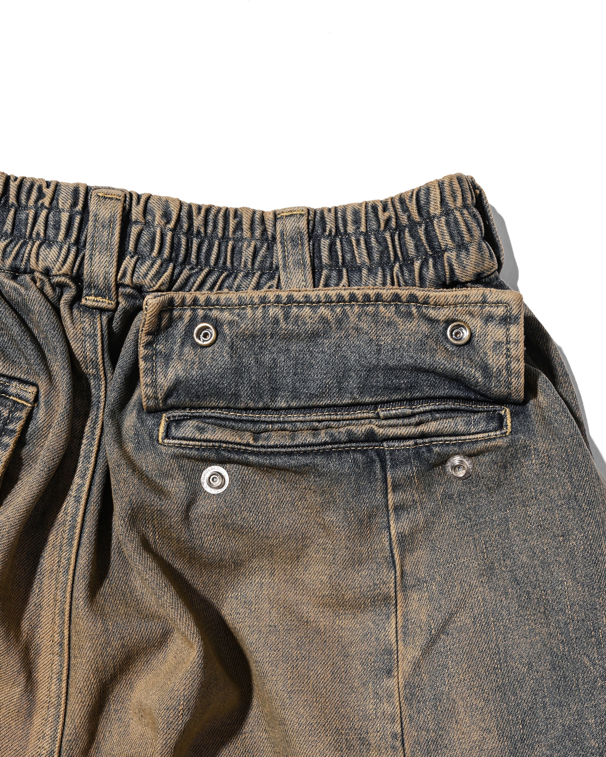 VINTAGE DYED SELVEDGE DENIM CITY MEGA POCKET BALLOON CARGO PANTS (VINTAGE BEIGE)