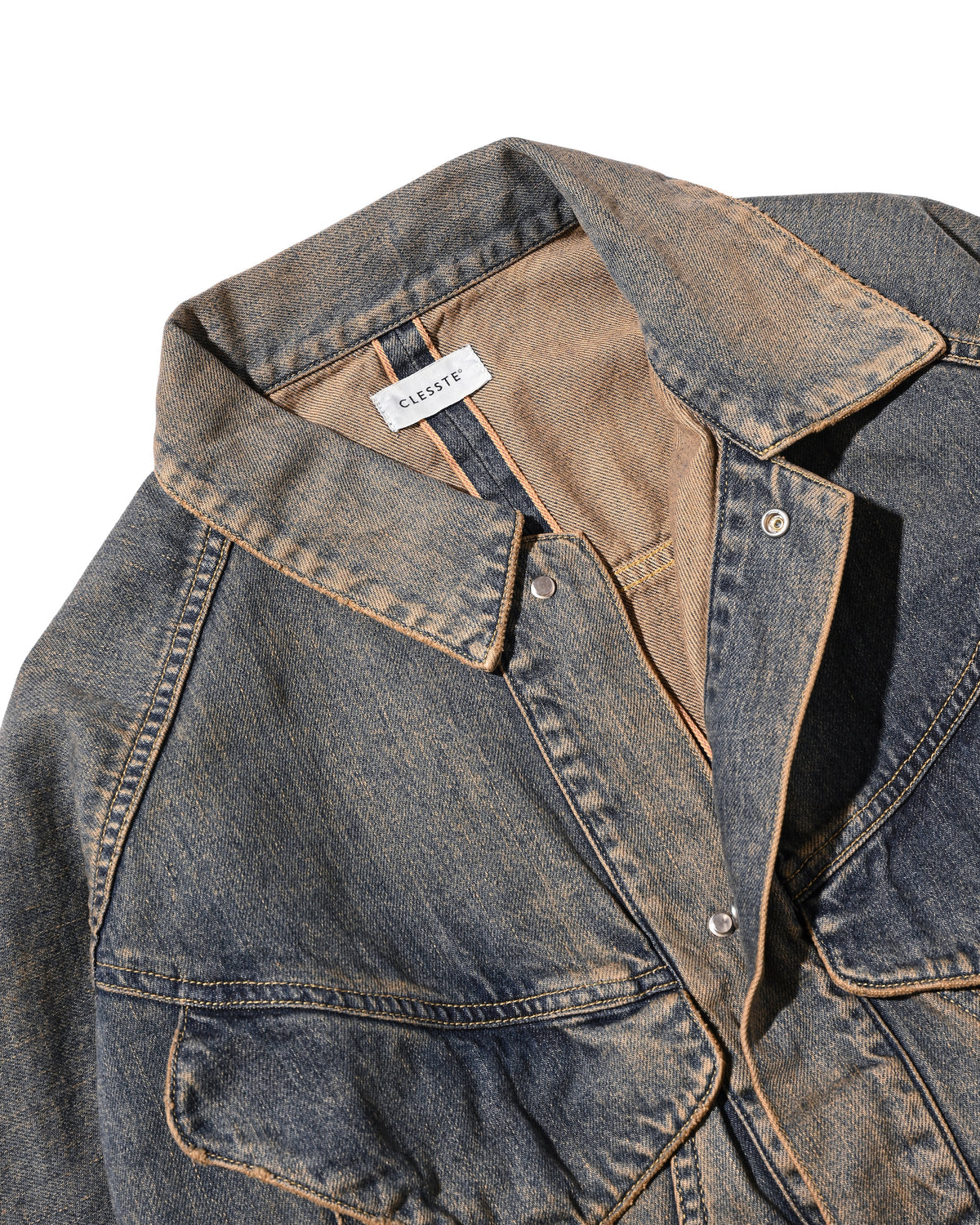 【10.10 SAT 20:00- IN STOCK】 VINTAGE DYED SELVEDGE DENIM FUTURE TRUCKER JACKET (VINTAGE BEIGE)
