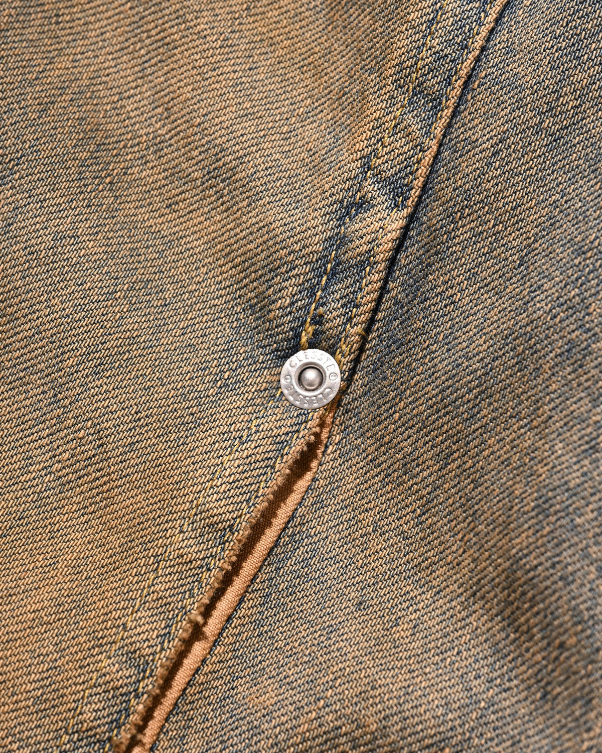 【10.10 SAT 20:00- IN STOCK】 VINTAGE DYED SELVEDGE DENIM FUTURE TRUCKER JACKET (VINTAGE BEIGE)