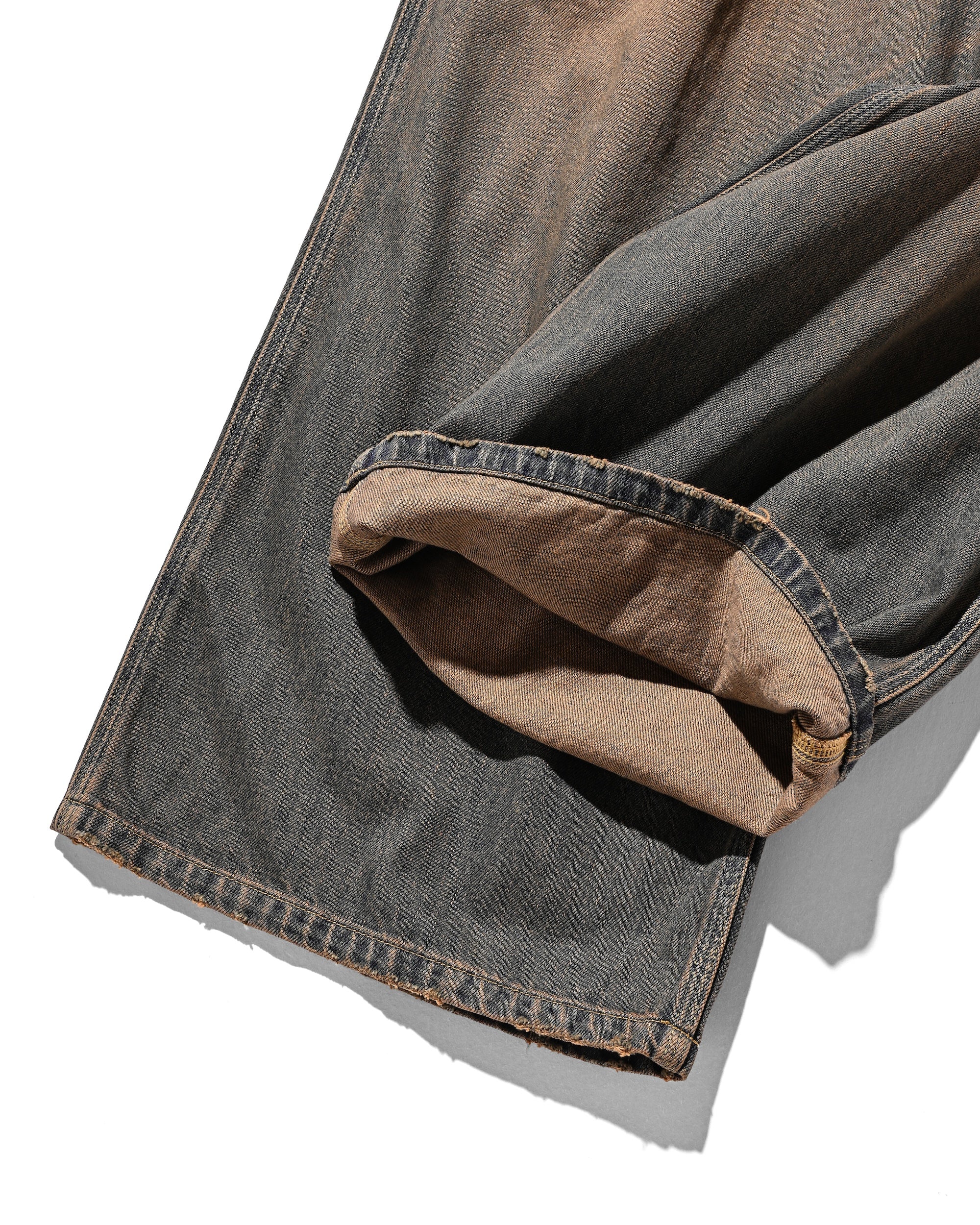 【11.5 WED 20:00- IN STOCK】VINTAGE DYED SELVEDGE DENIM WORKER PANTS (VINTAGE BROWN)