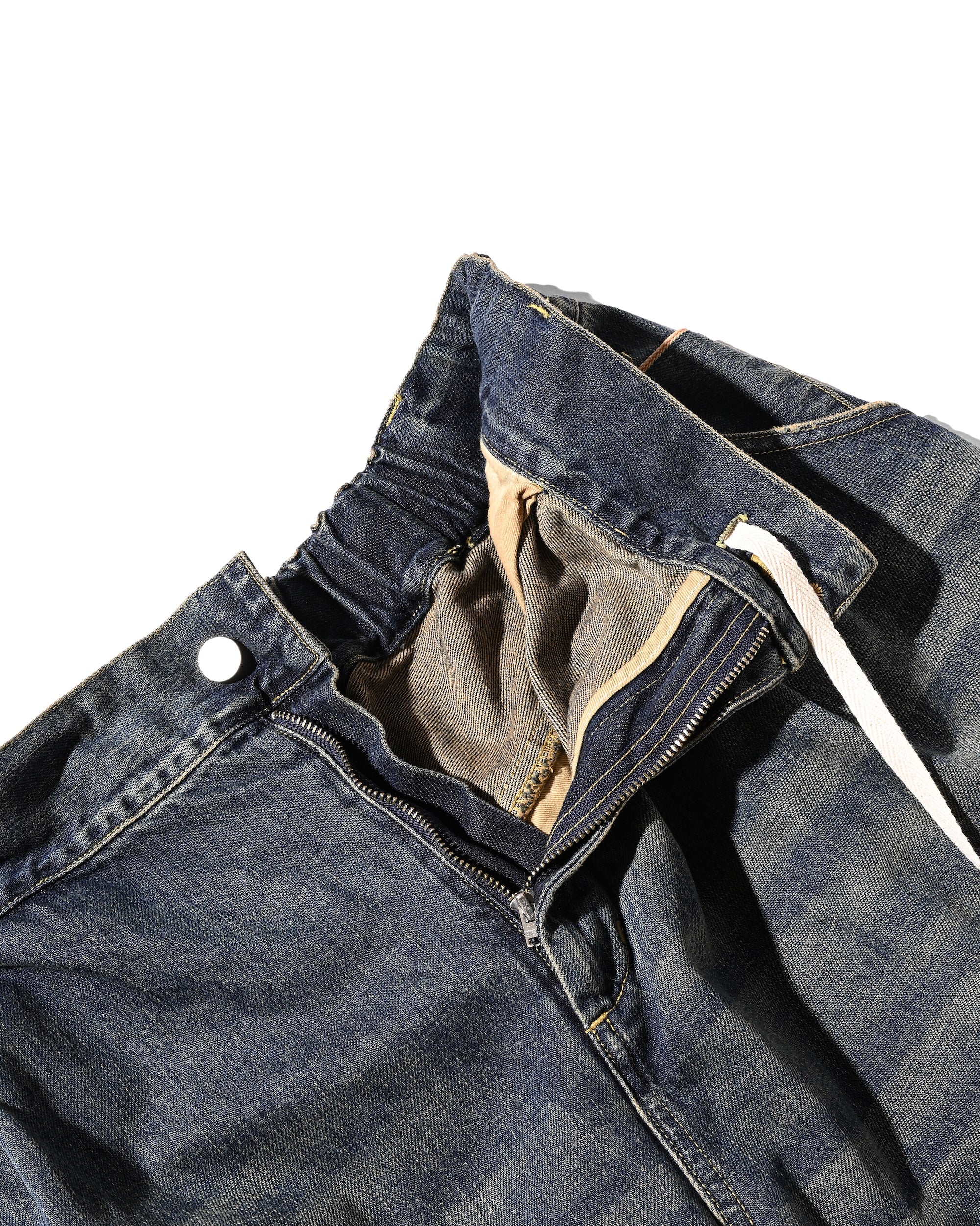 【10.1 WED 20:00- IN STOCK】VINTAGE DYED SELVEDGE DENIM BARREL LEG PANTS (VINTAGE INDIGO)