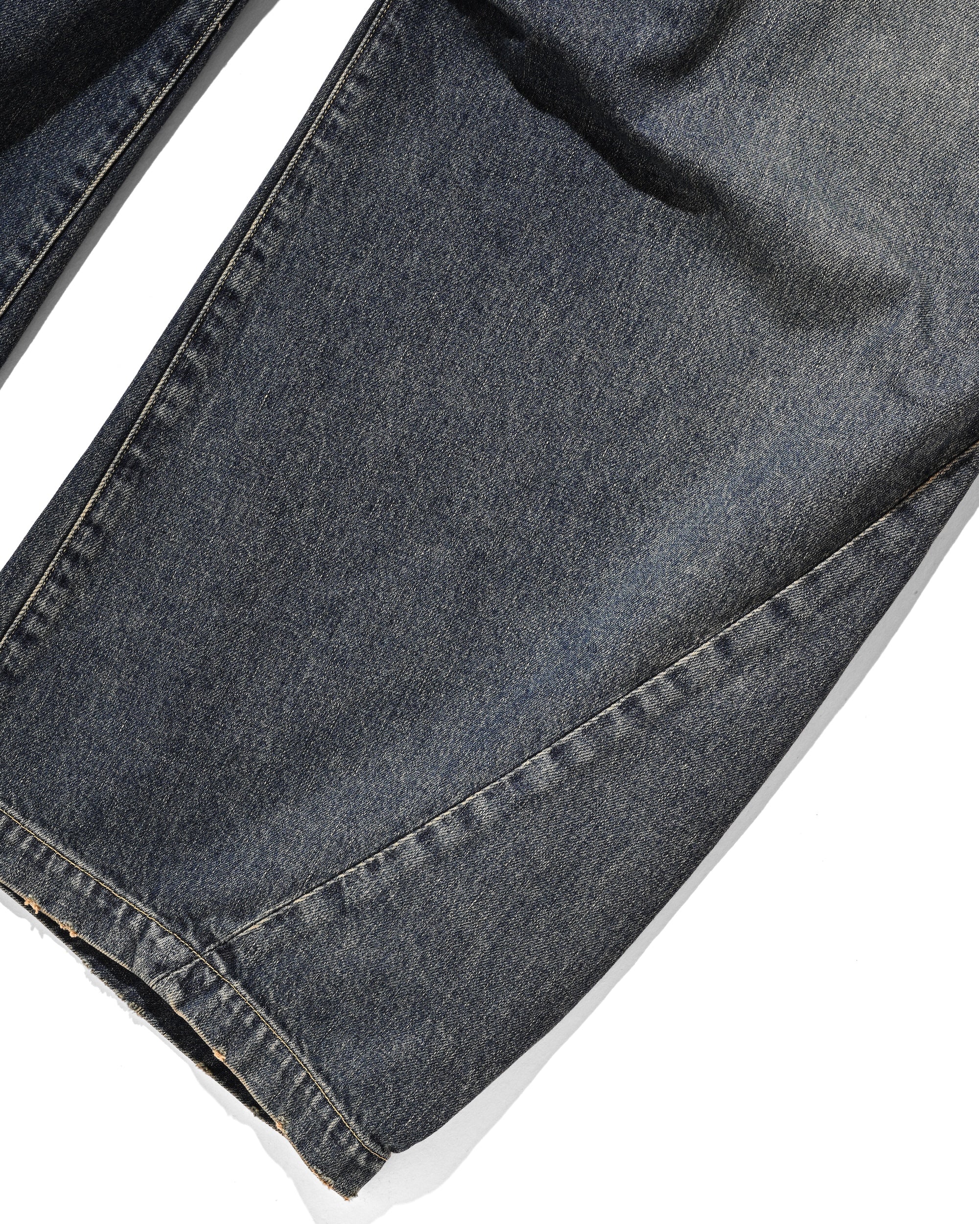 【10.1 WED 20:00- IN STOCK】VINTAGE DYED SELVEDGE DENIM BARREL LEG PANTS (VINTAGE INDIGO)