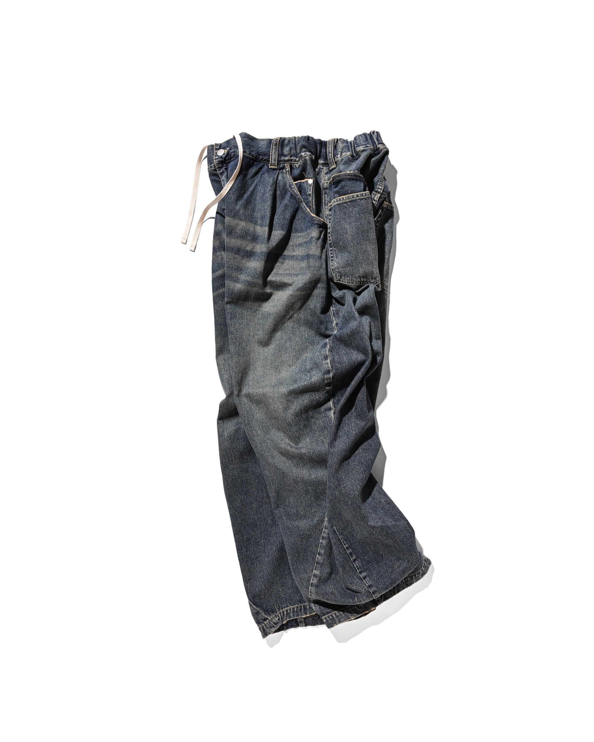 【10.1 WED 20:00- IN STOCK】VINTAGE DYED SELVEDGE DENIM BARREL LEG PANTS (VINTAGE INDIGO)
