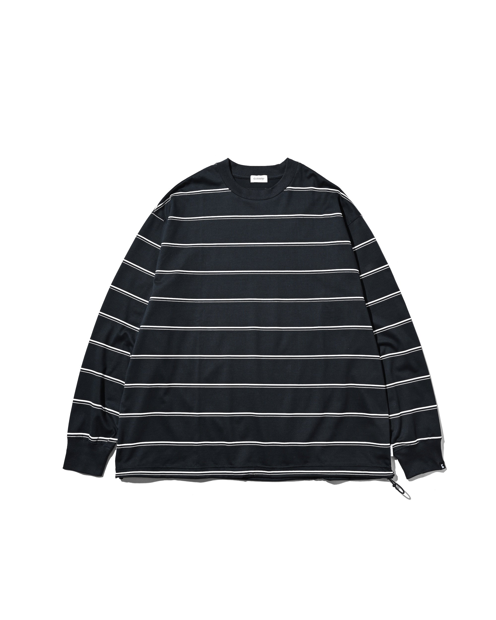 THICK THIN STRIPE L/S T-SHIRT WITH DRAWSTRINGS (NAVY)