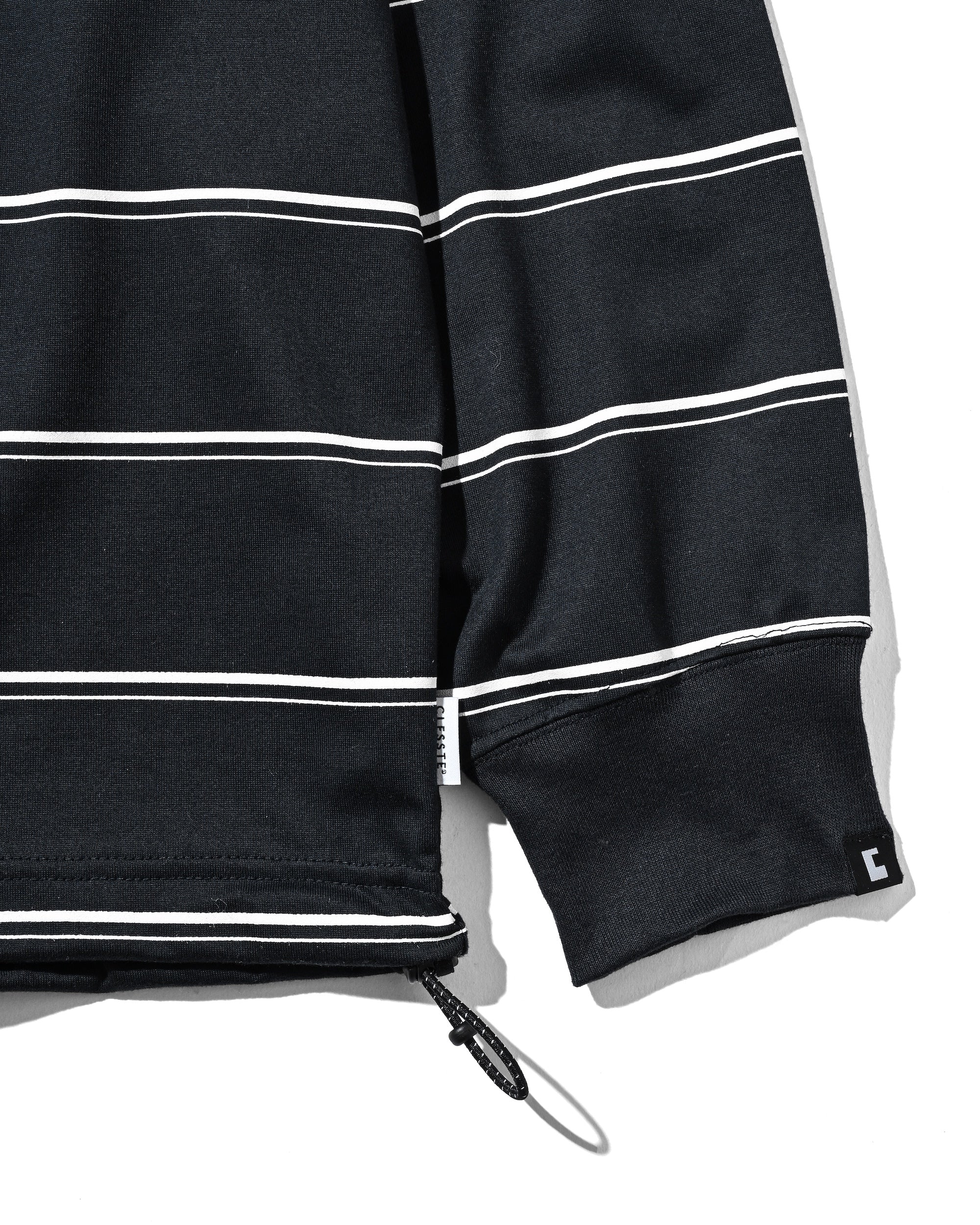 THICK THIN STRIPE L/S T-SHIRT WITH DRAWSTRINGS (NAVY)