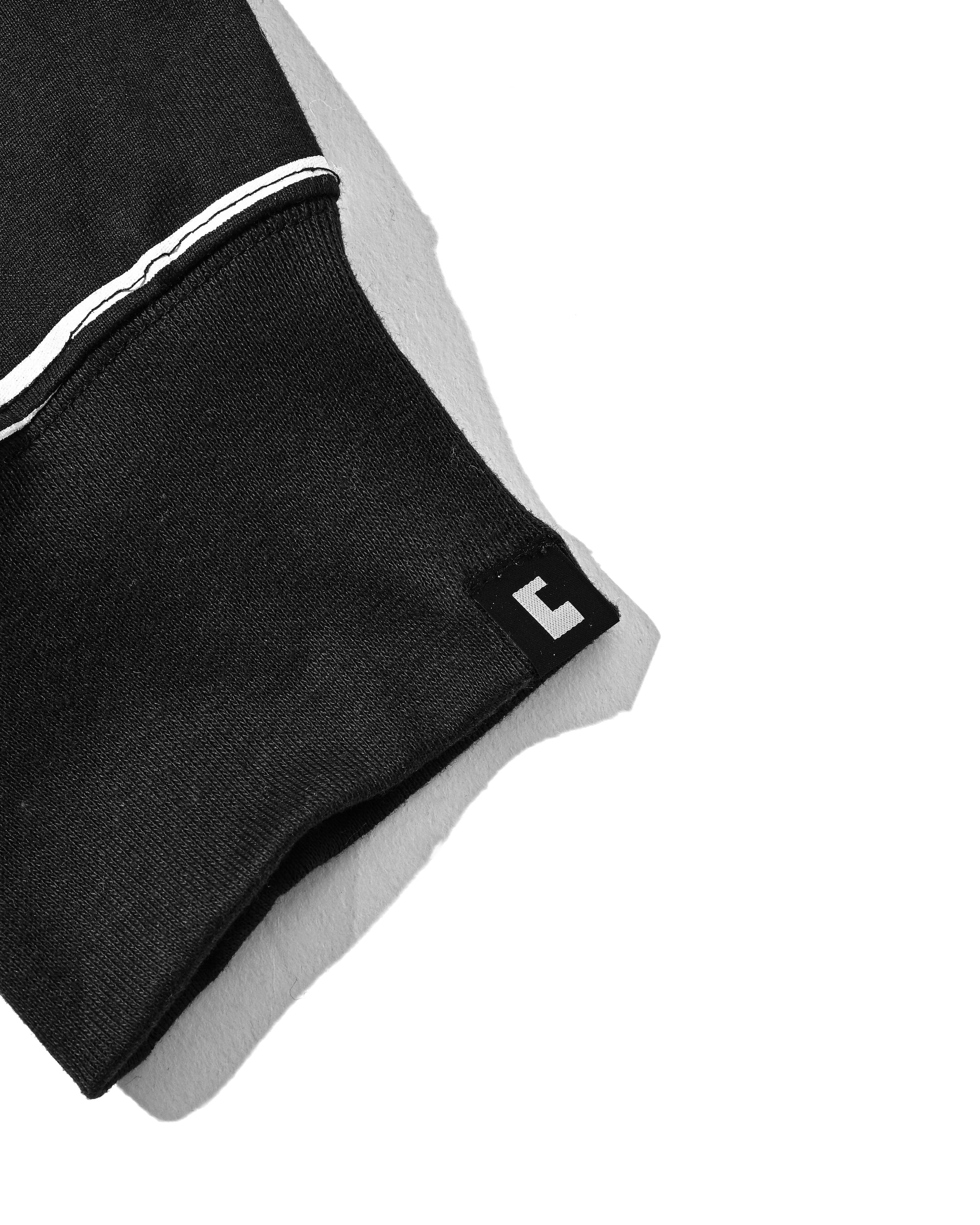 THICK THIN STRIPE L/S T-SHIRT WITH DRAWSTRINGS (BLACK)