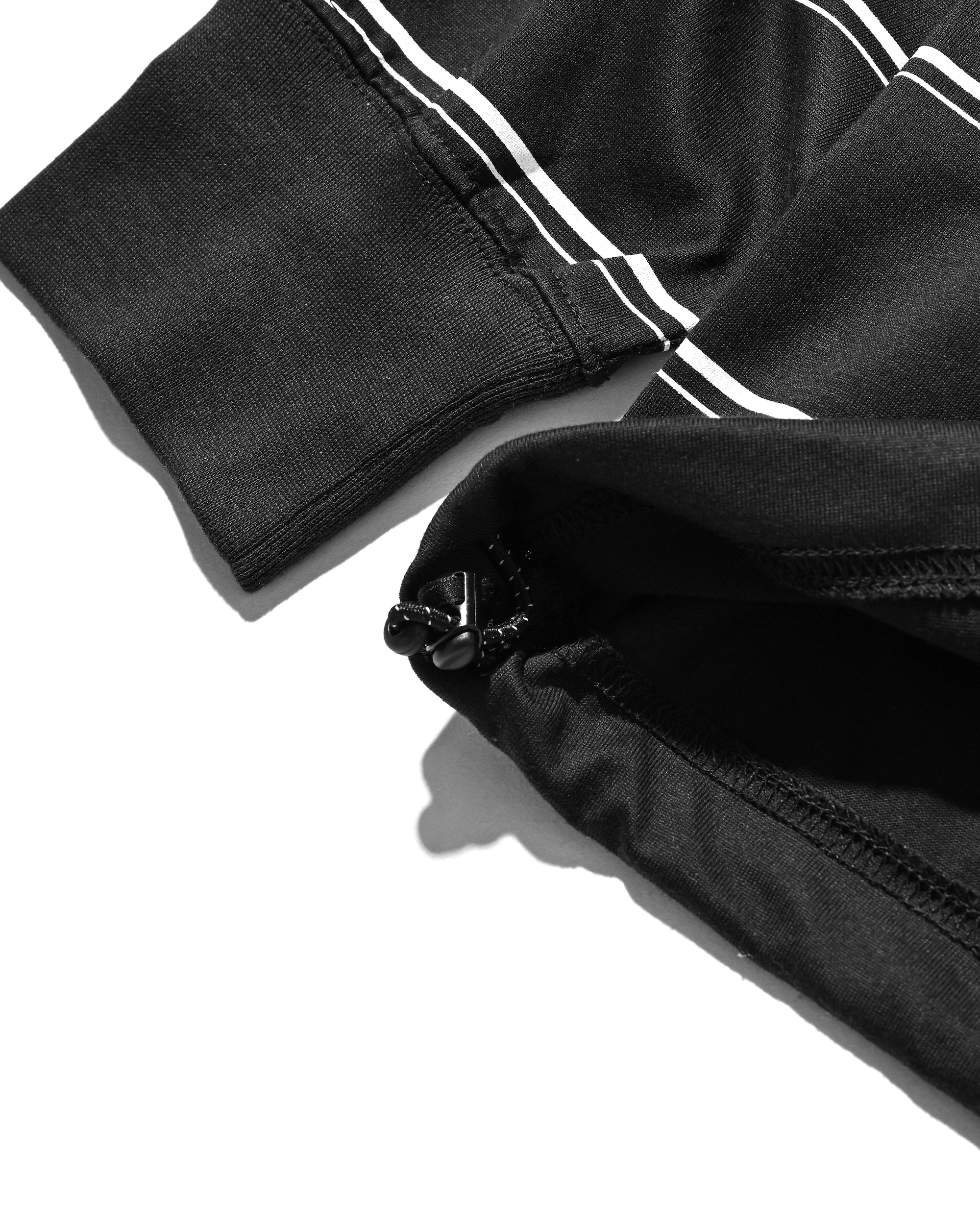 THICK THIN STRIPE L/S T-SHIRT WITH DRAWSTRINGS (BLACK)
