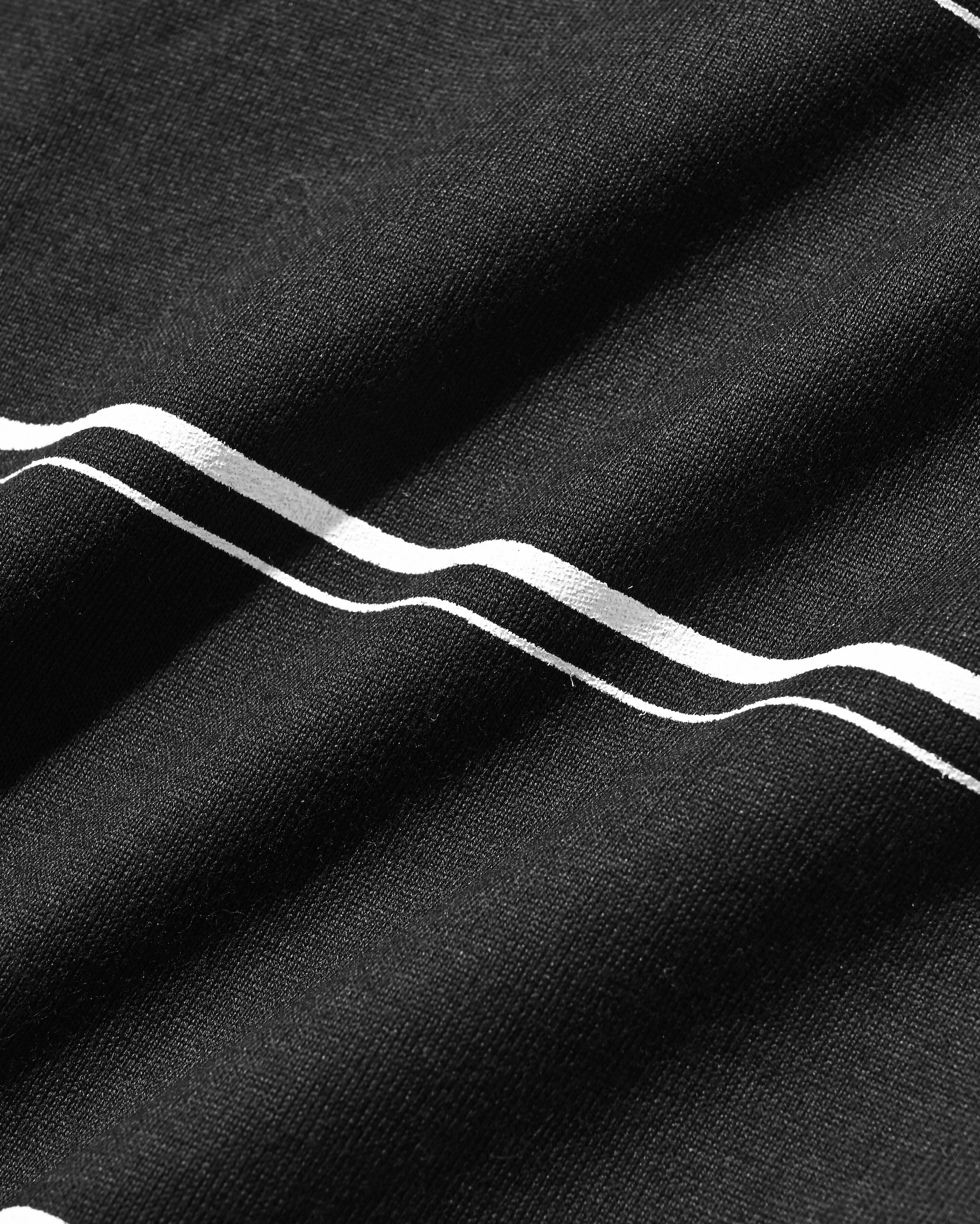 THICK THIN STRIPE L/S T-SHIRT WITH DRAWSTRINGS (BLACK)