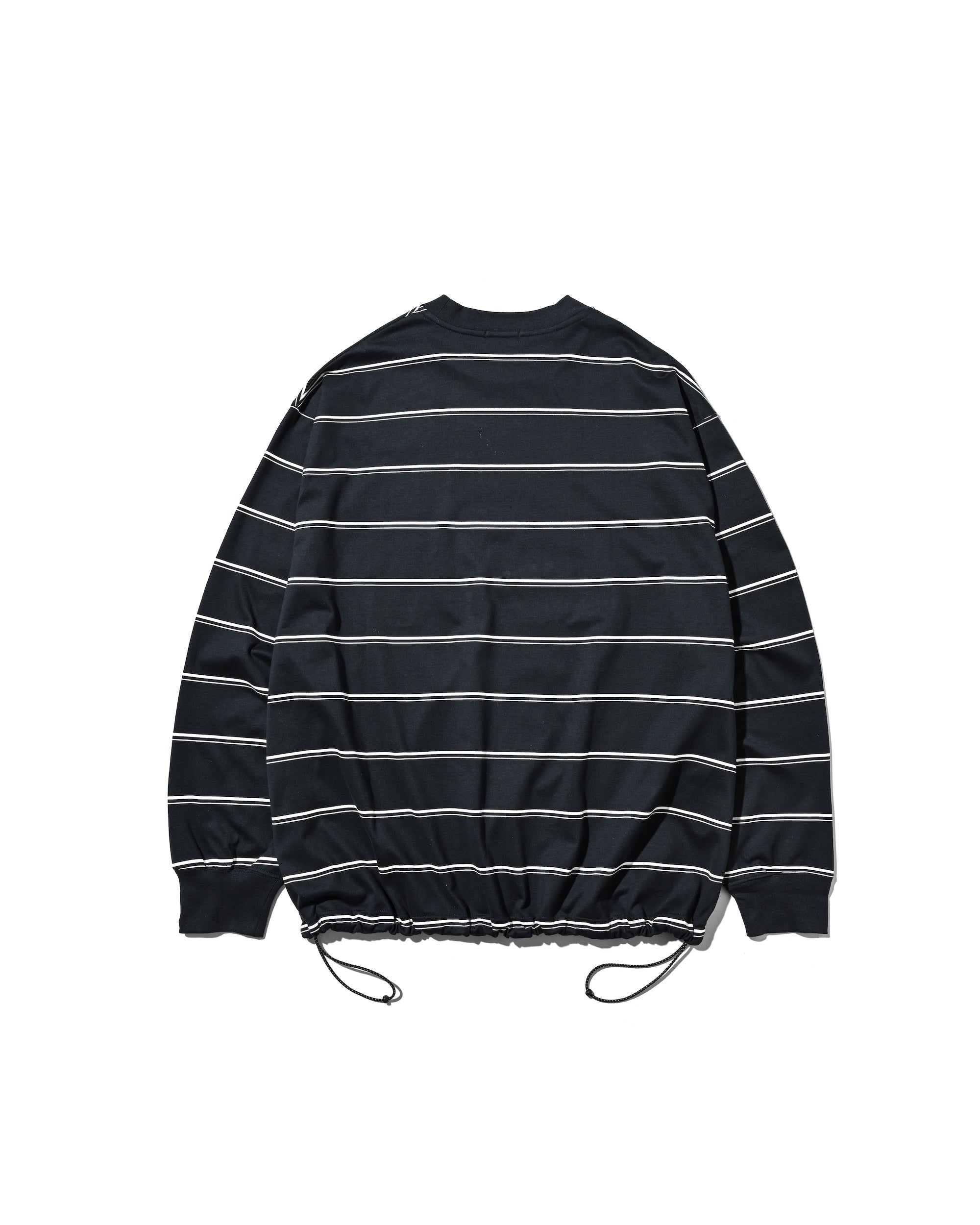 THICK THIN STRIPE L/S T-SHIRT WITH DRAWSTRINGS (NAVY)