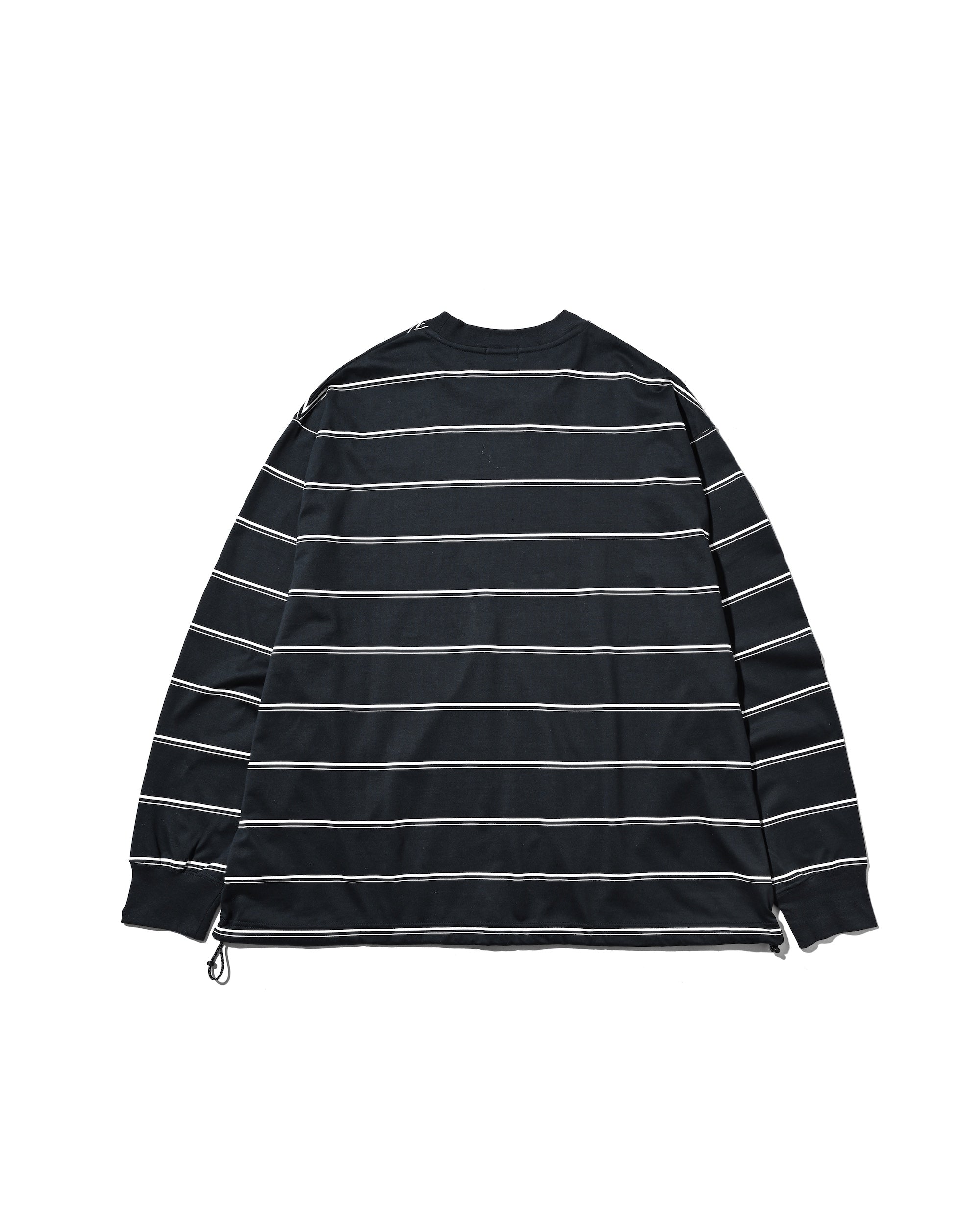 THICK THIN STRIPE L/S T-SHIRT WITH DRAWSTRINGS (NAVY)