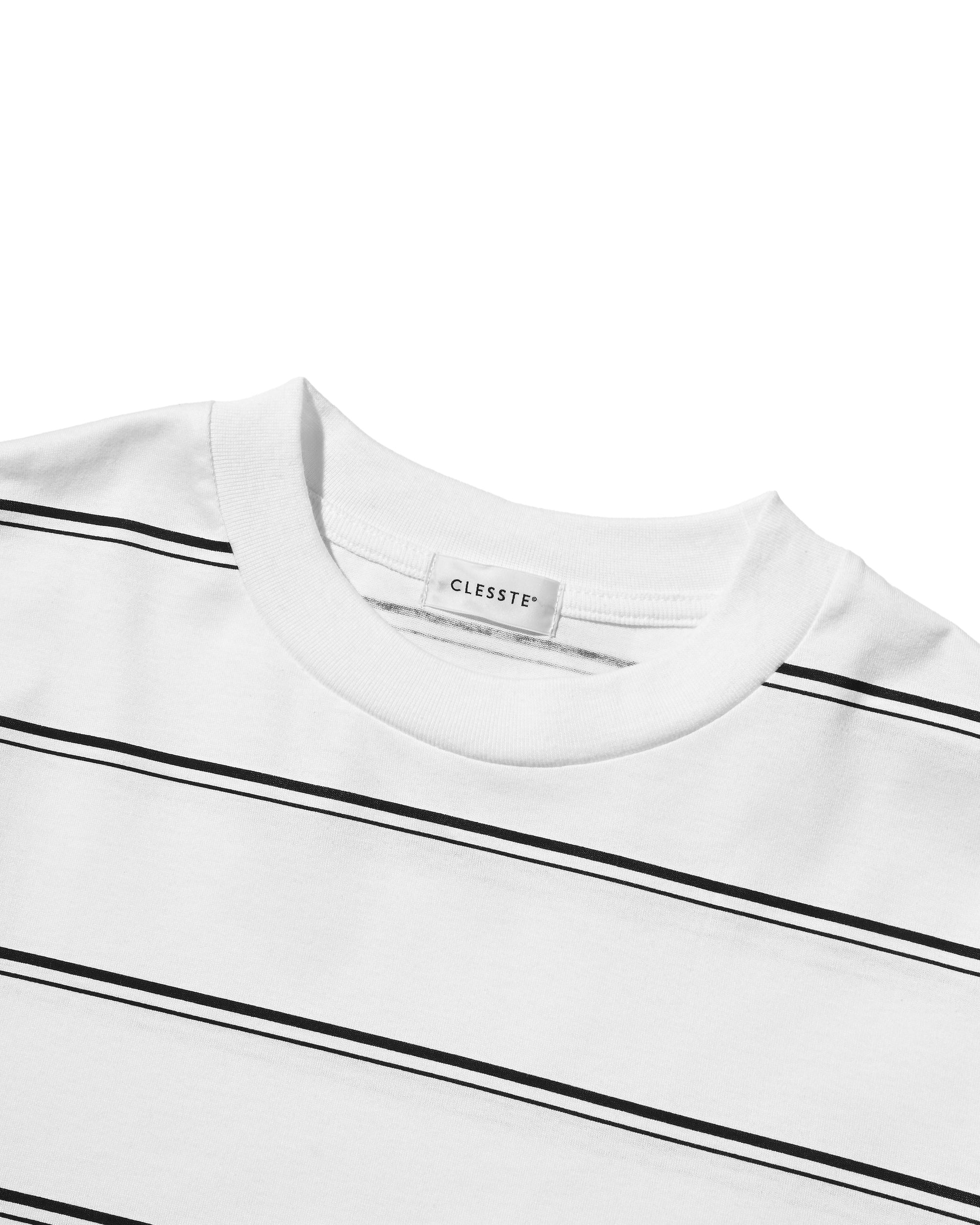 THICK THIN STRIPE L/S T-SHIRT WITH DRAWSTRINGS (WHITE))