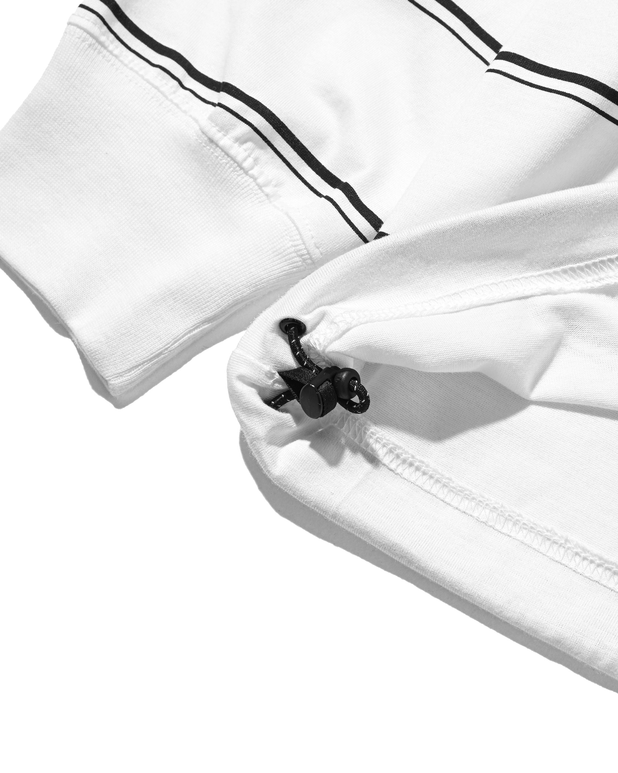 THICK THIN STRIPE L/S T-SHIRT WITH DRAWSTRINGS (WHITE))