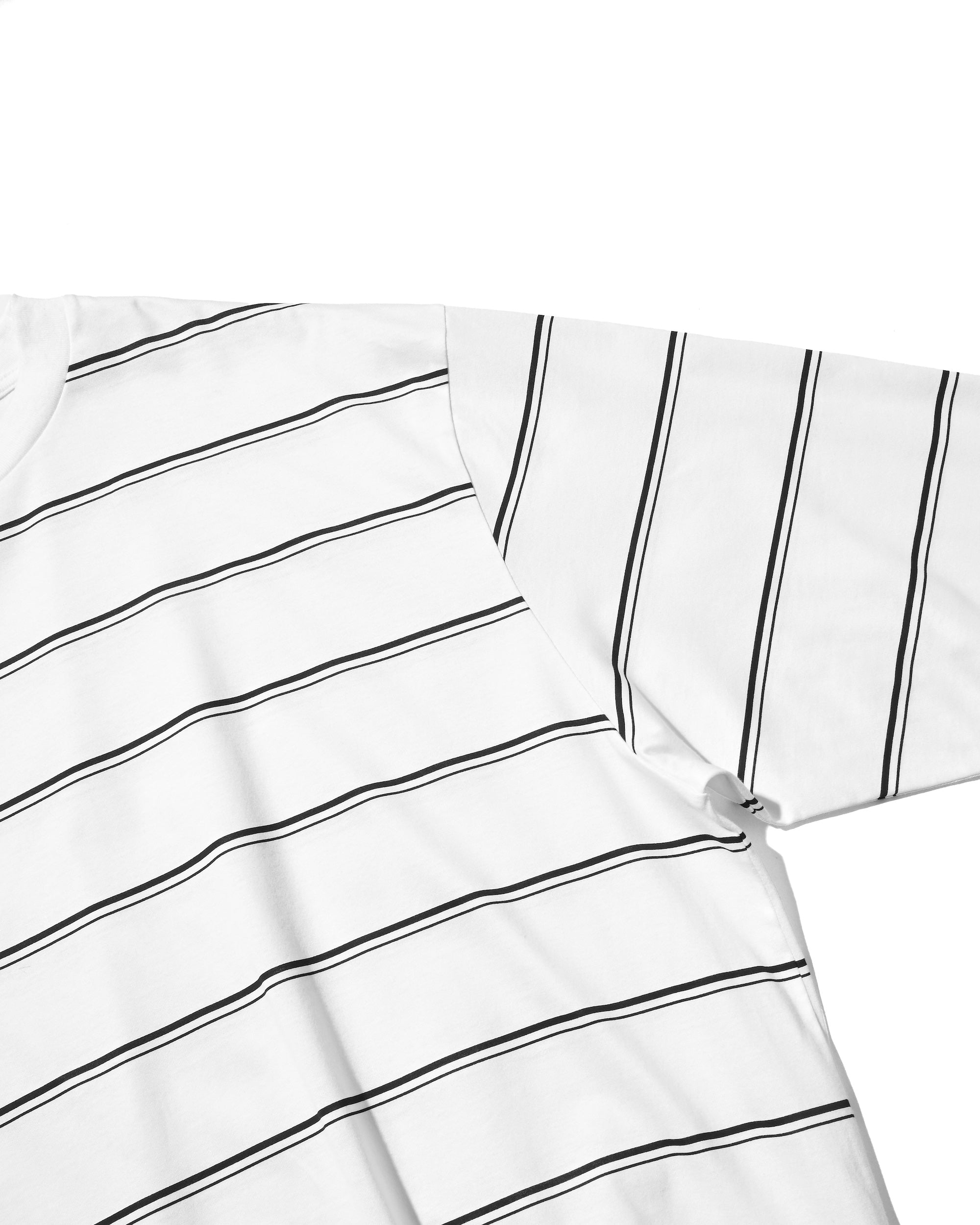 THICK THIN STRIPE L/S T-SHIRT WITH DRAWSTRINGS (WHITE))