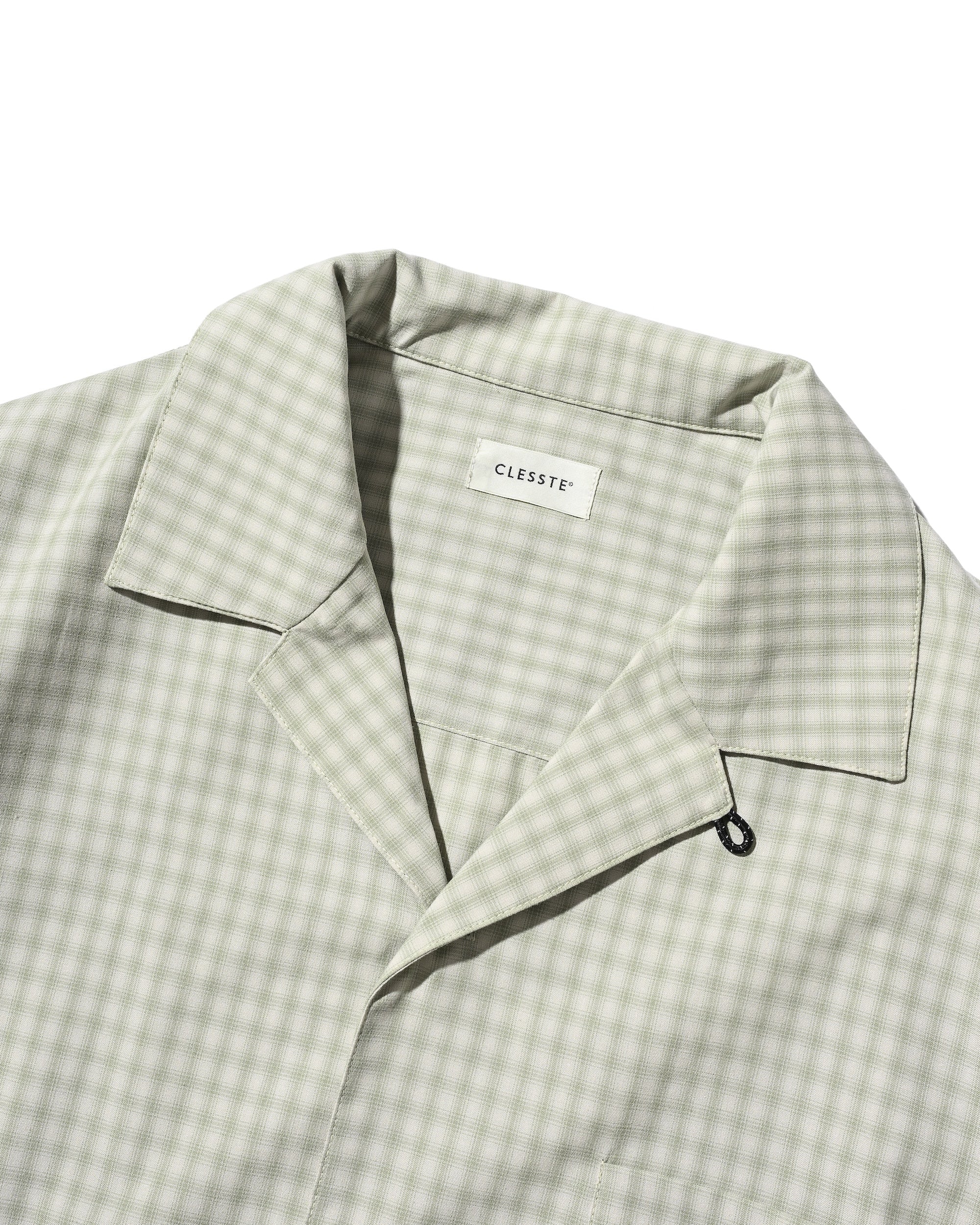 【5.20 WED 20:00- IN STOCK】OMBRE CHECK OPEN COLLAR L/S SHIRT (LIGHT MINI GREEN)