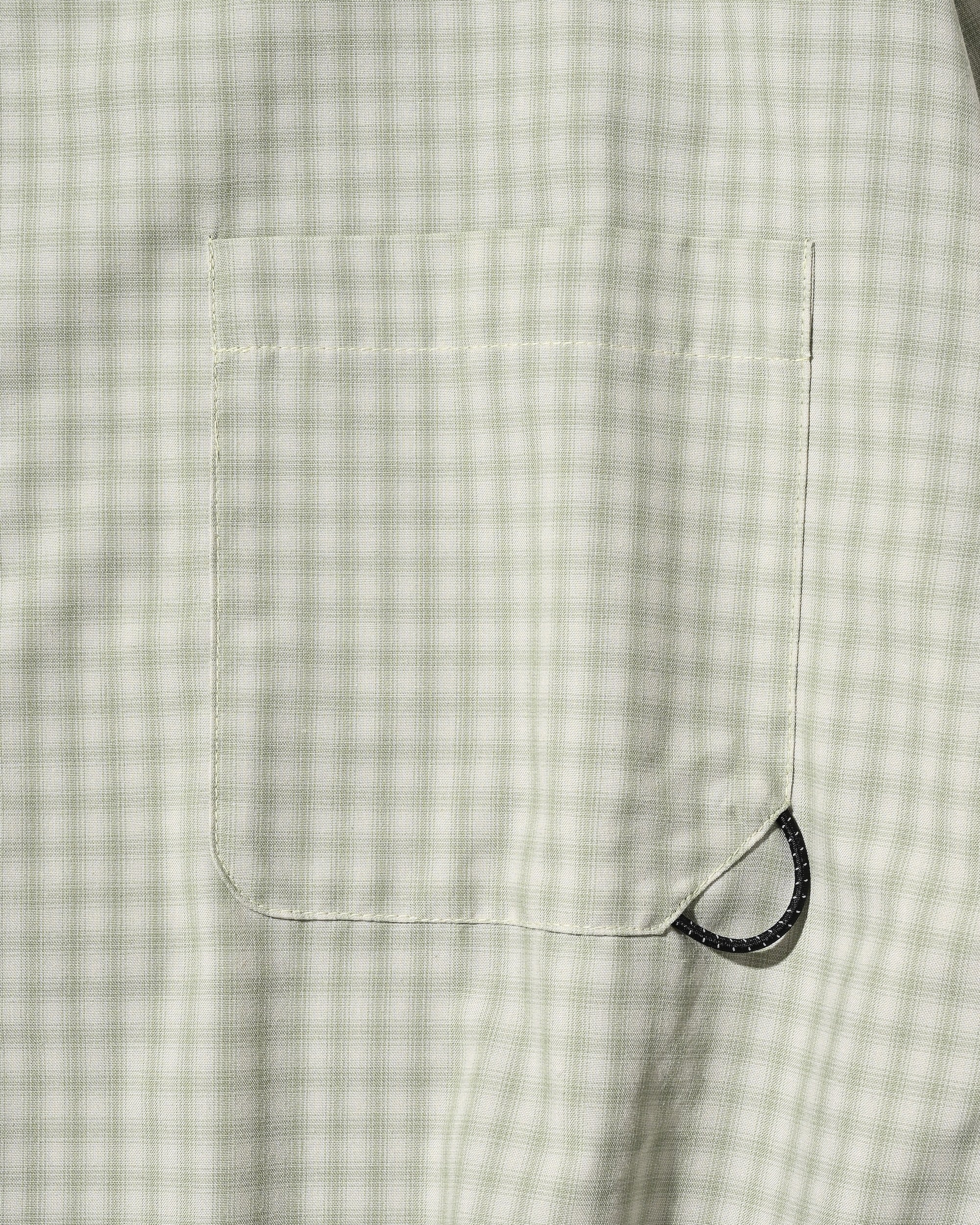 【5.20 WED 20:00- IN STOCK】OMBRE CHECK OPEN COLLAR L/S SHIRT (LIGHT MINI GREEN)