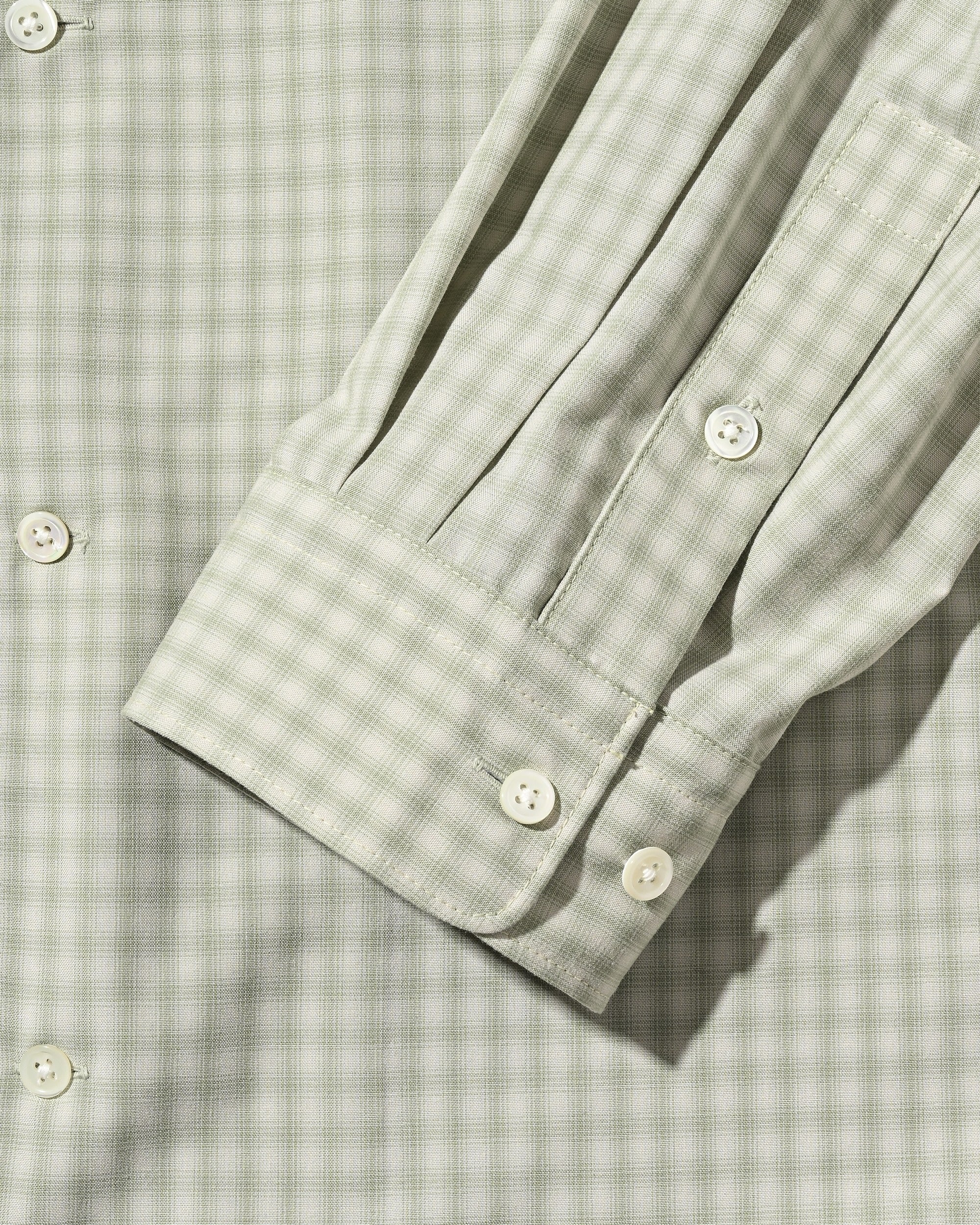 【5.20 WED 20:00- IN STOCK】OMBRE CHECK OPEN COLLAR L/S SHIRT (LIGHT MINI GREEN)