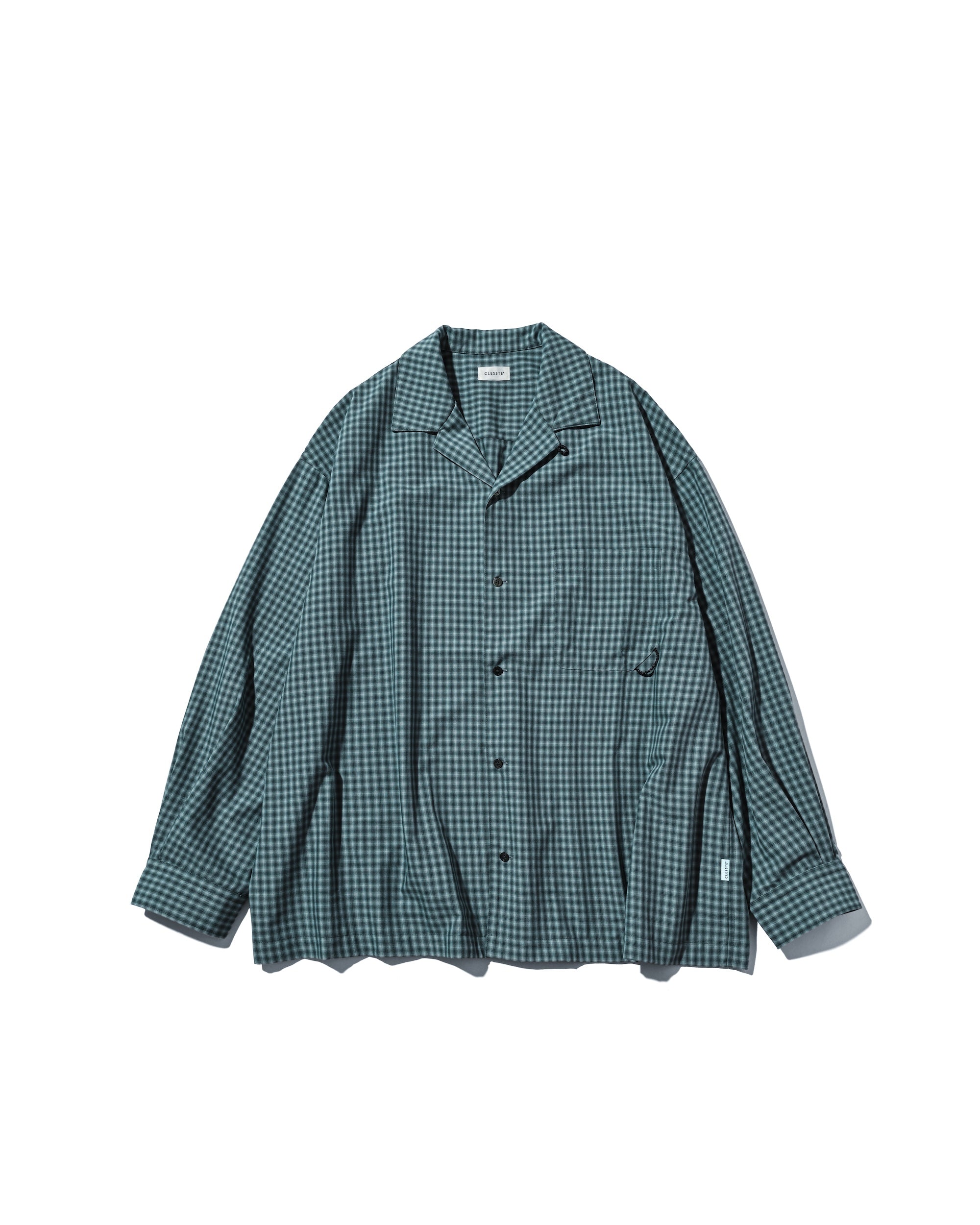 【5.20 WED 20:00- IN STOCK】MINI OMBRE CHECK OPEN COLLAR L/S SHIRT (BLUE)