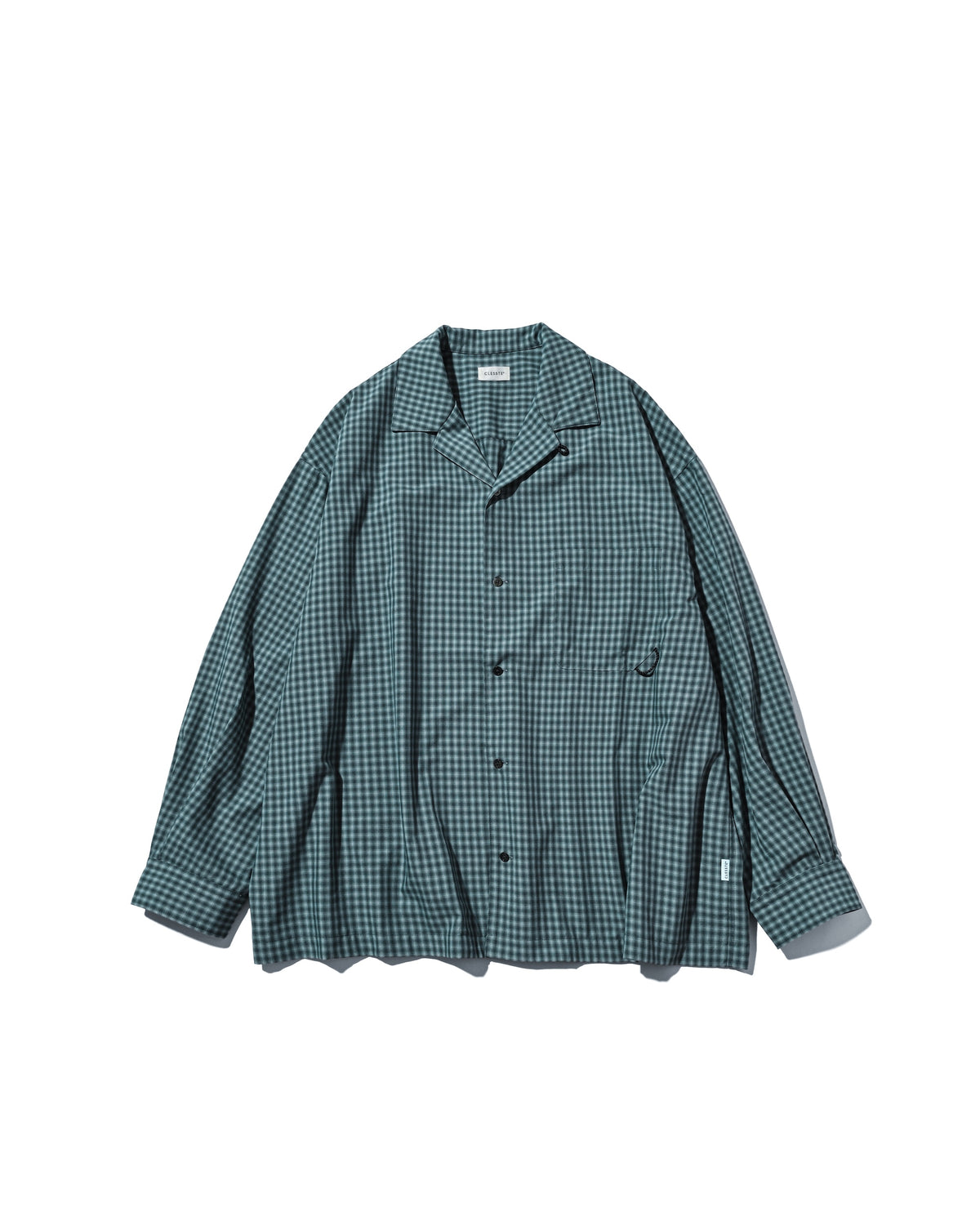 MINI OMBRE CHECK OPEN COLLAR L/S SHIRT (BLUE)