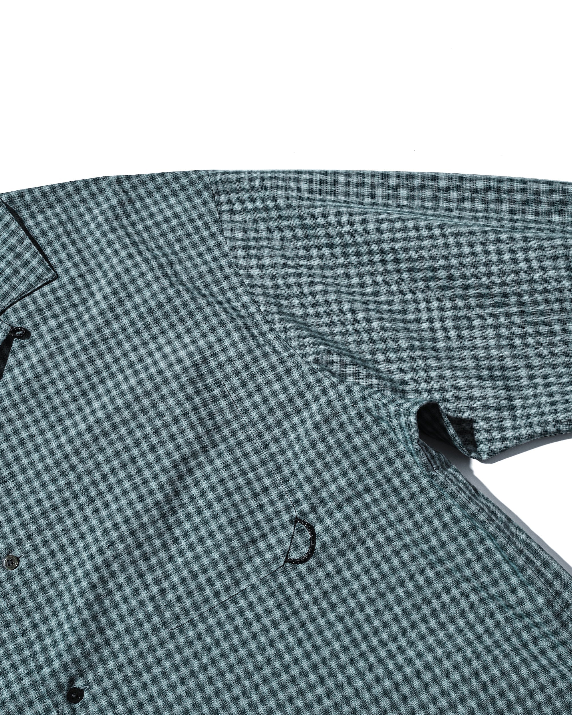 【5.20 WED 20:00- IN STOCK】MINI OMBRE CHECK OPEN COLLAR L/S SHIRT (BLUE)