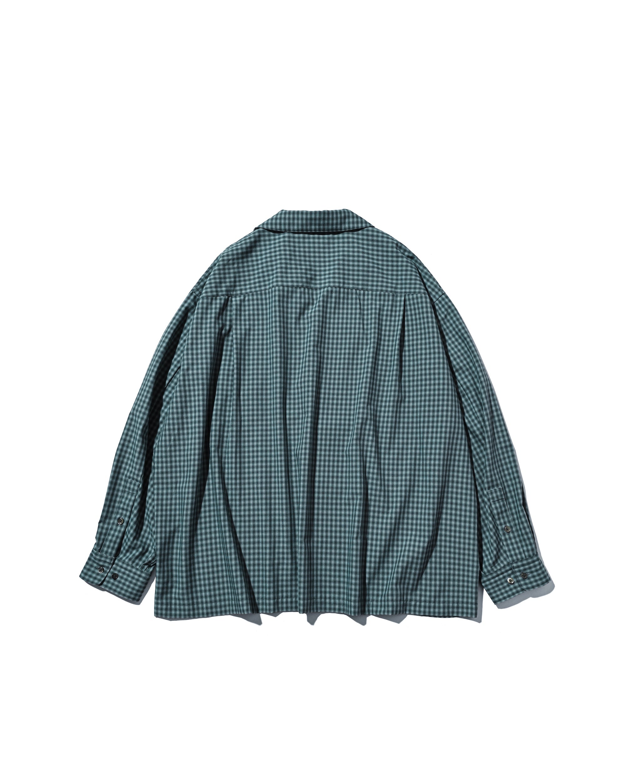 【5.20 WED 20:00- IN STOCK】MINI OMBRE CHECK OPEN COLLAR L/S SHIRT (BLUE)